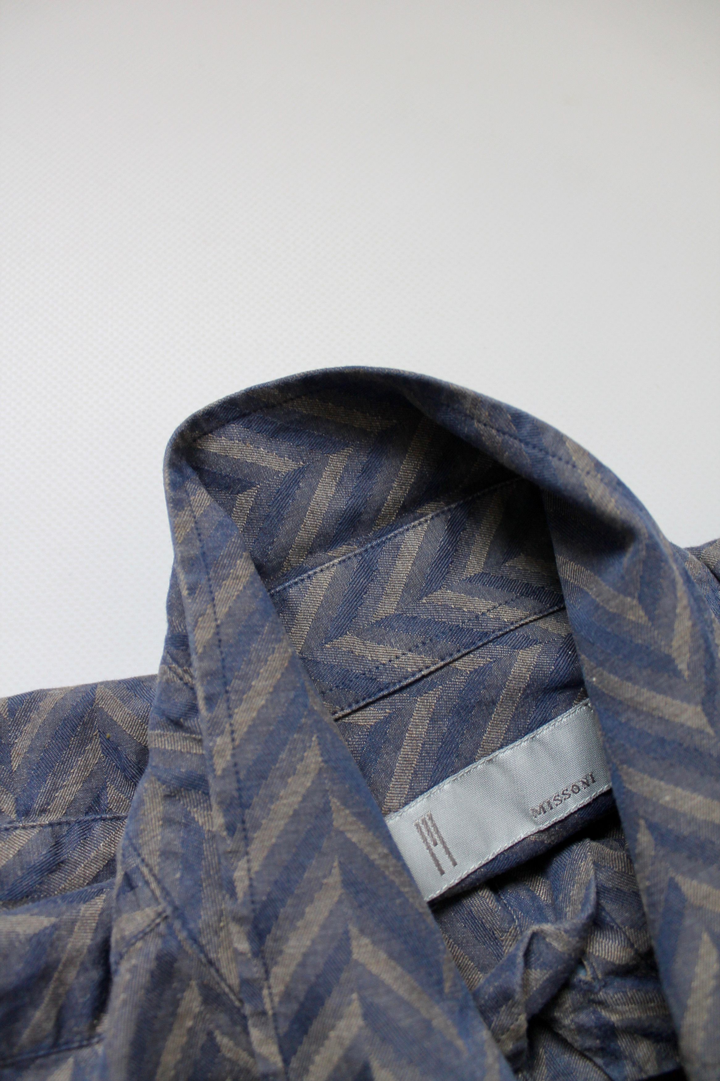 Missoni Missoni Zigzag Blue Gray Shirt Long Sleeve Size US M / EU 48-50 / 2 - 9 Thumbnail