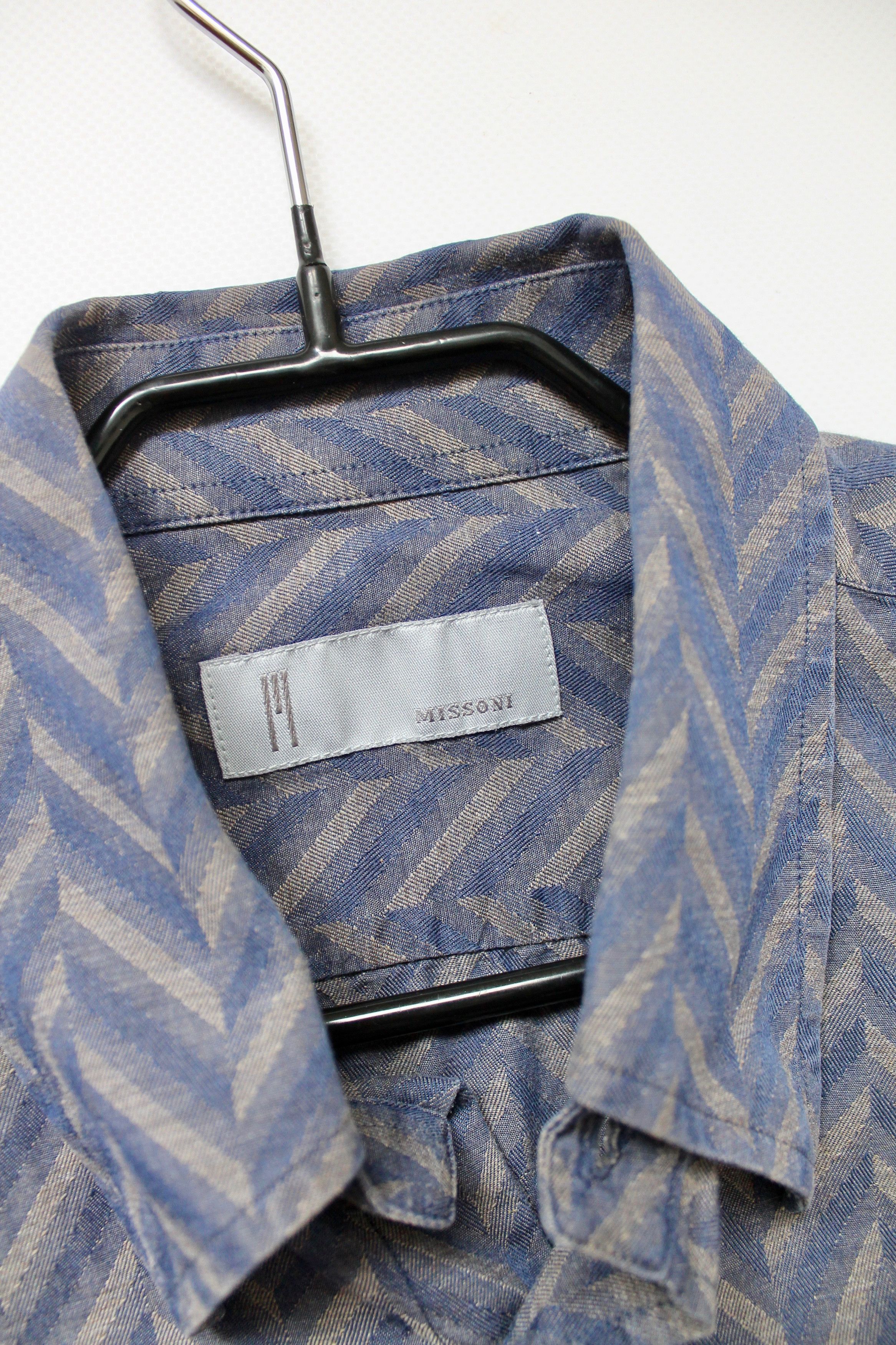 Missoni Missoni Zigzag Blue Gray Shirt Long Sleeve Size US M / EU 48-50 / 2 - 8 Thumbnail