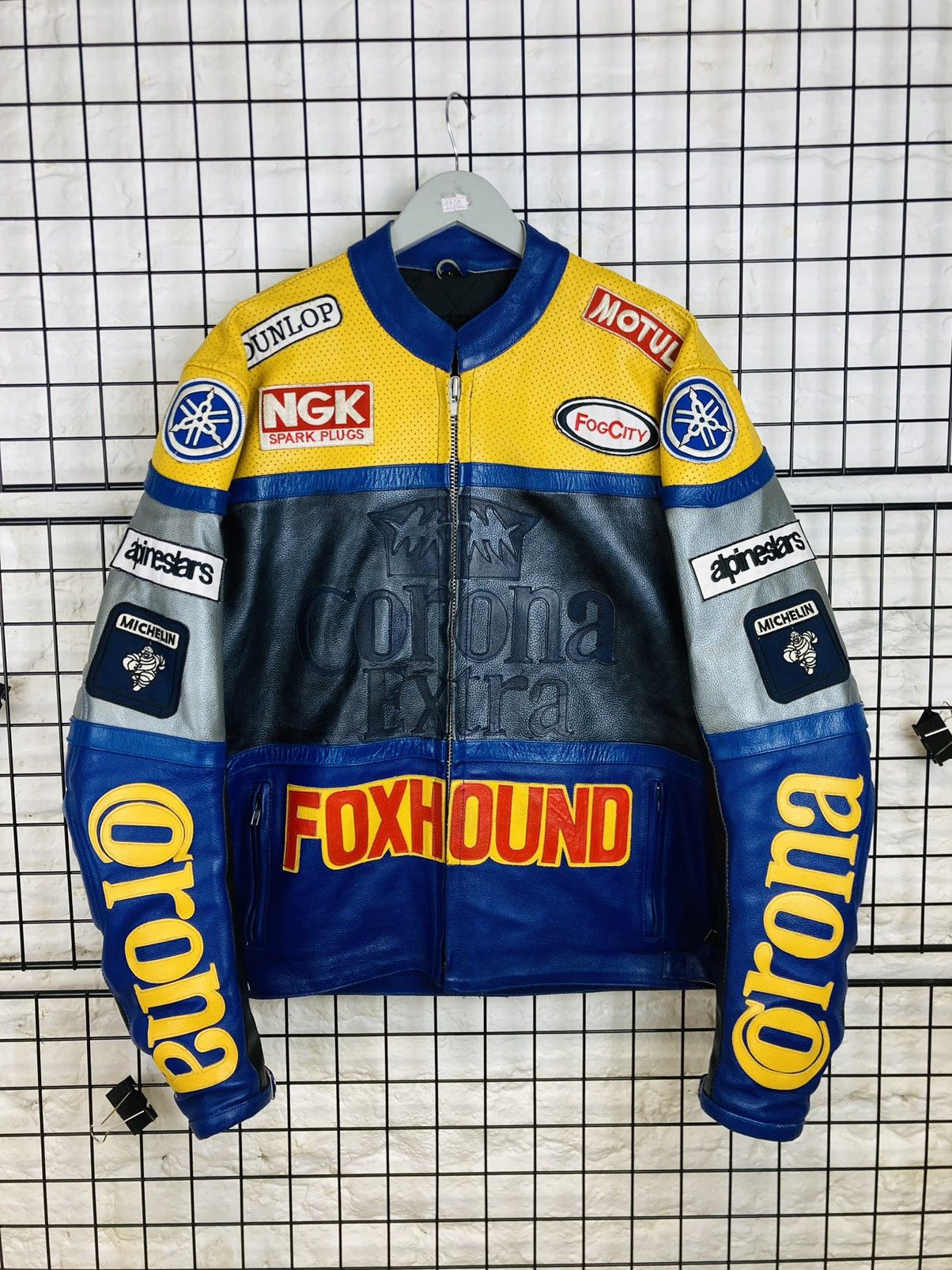 Corona Corona extra racing leather jacket vintage 90s nascar f1