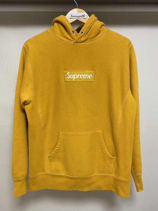 Supreme mustard box logo hot sale hoodie