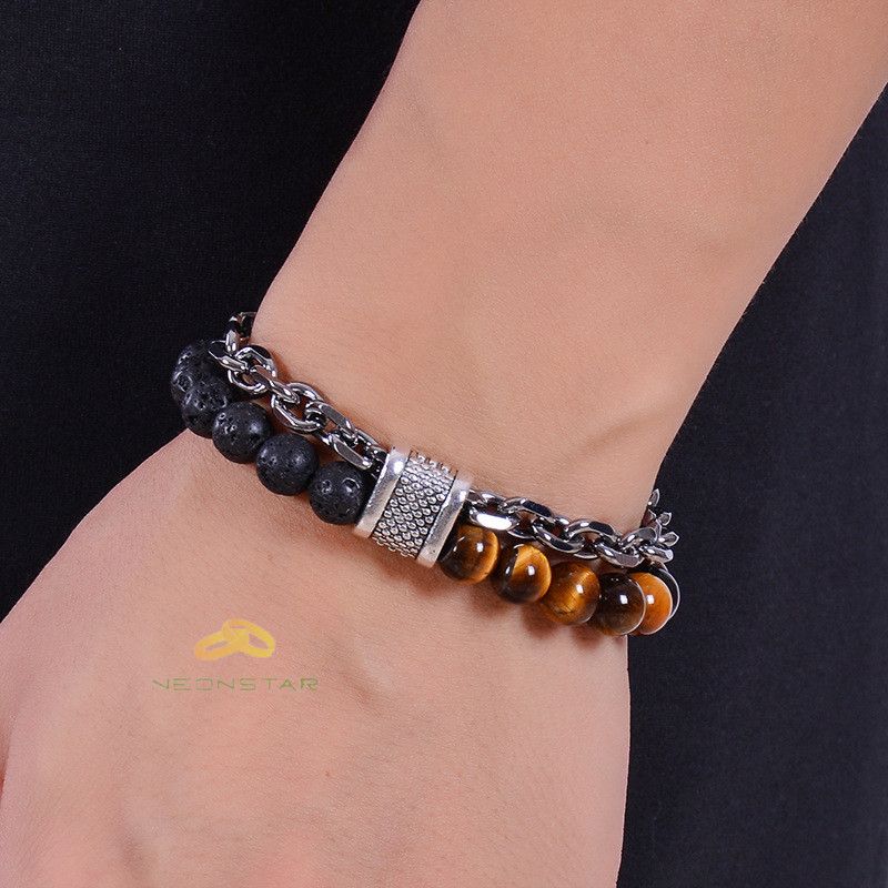 Jewelry 21.5cm*8mm Volcanic Rock Bracelet Size ONE SIZE - 1 Thumbnail