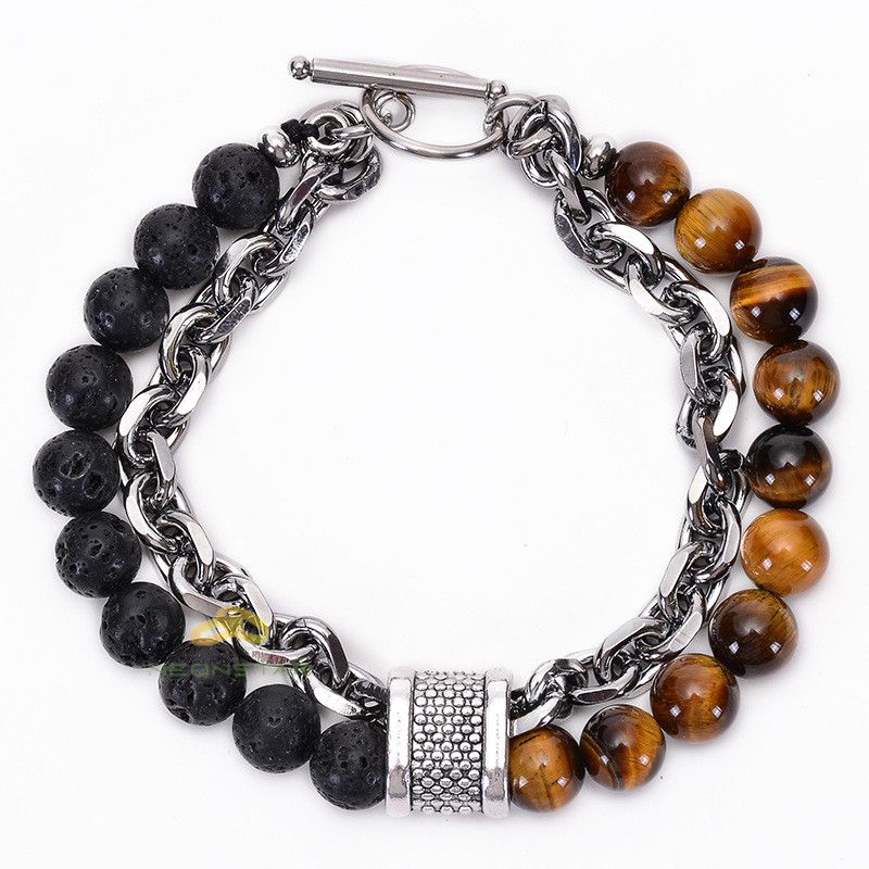 Jewelry 21.5cm*8mm Volcanic Rock Bracelet Size ONE SIZE - 7 Thumbnail