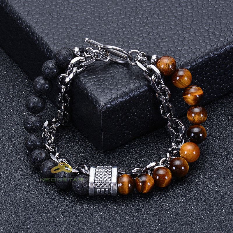 Jewelry 21.5cm*8mm Volcanic Rock Bracelet Size ONE SIZE - 6 Thumbnail