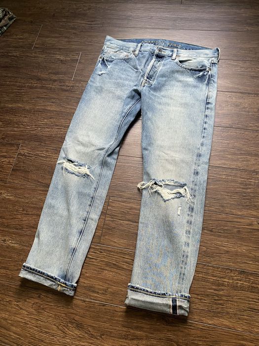 American Eagle Outfitters American Eagle Distressed Slim Fit Selvedge ...