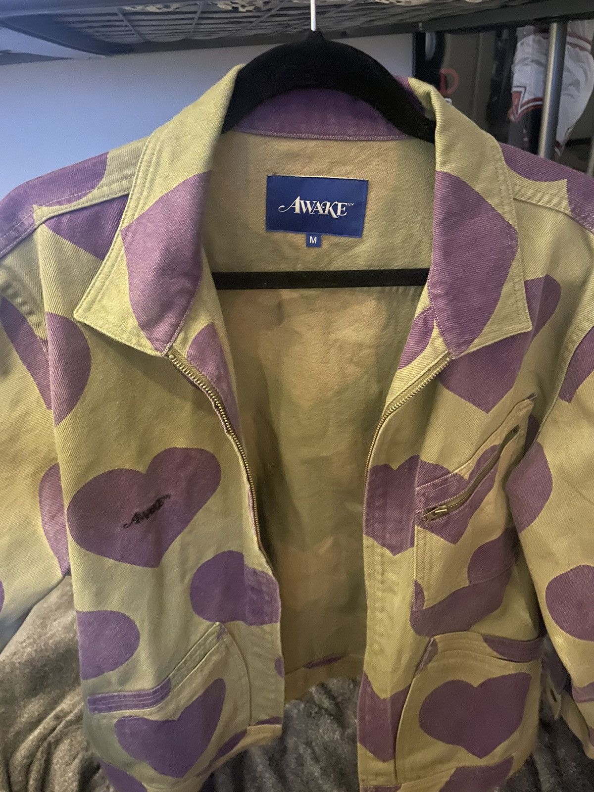 Awake Awake NY Hearts Harrington Jacket Green/Purple | Grailed