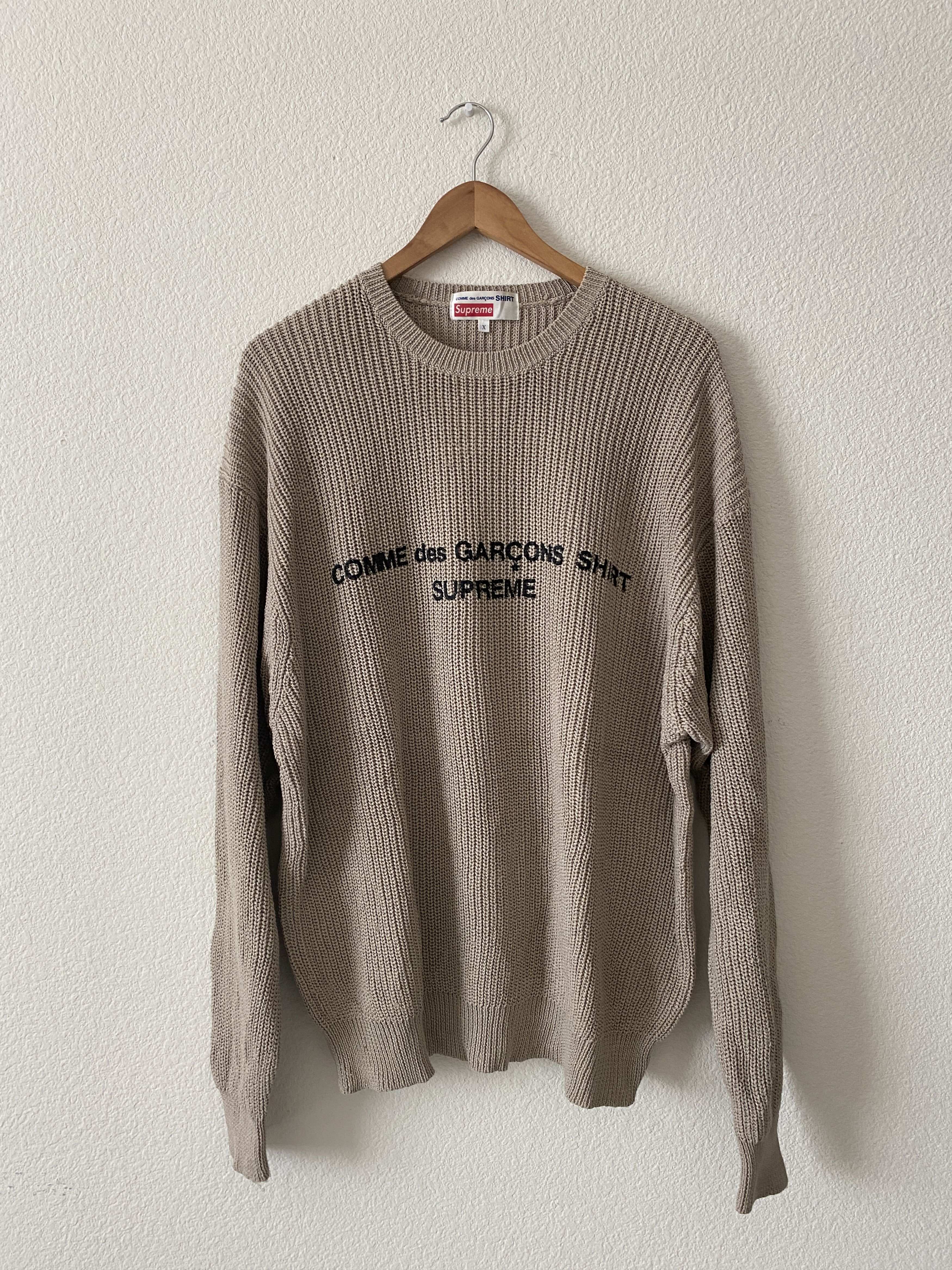 Comme des Garcons Supreme Supreme x CDG Knit Sweater Beige Tan Grailed