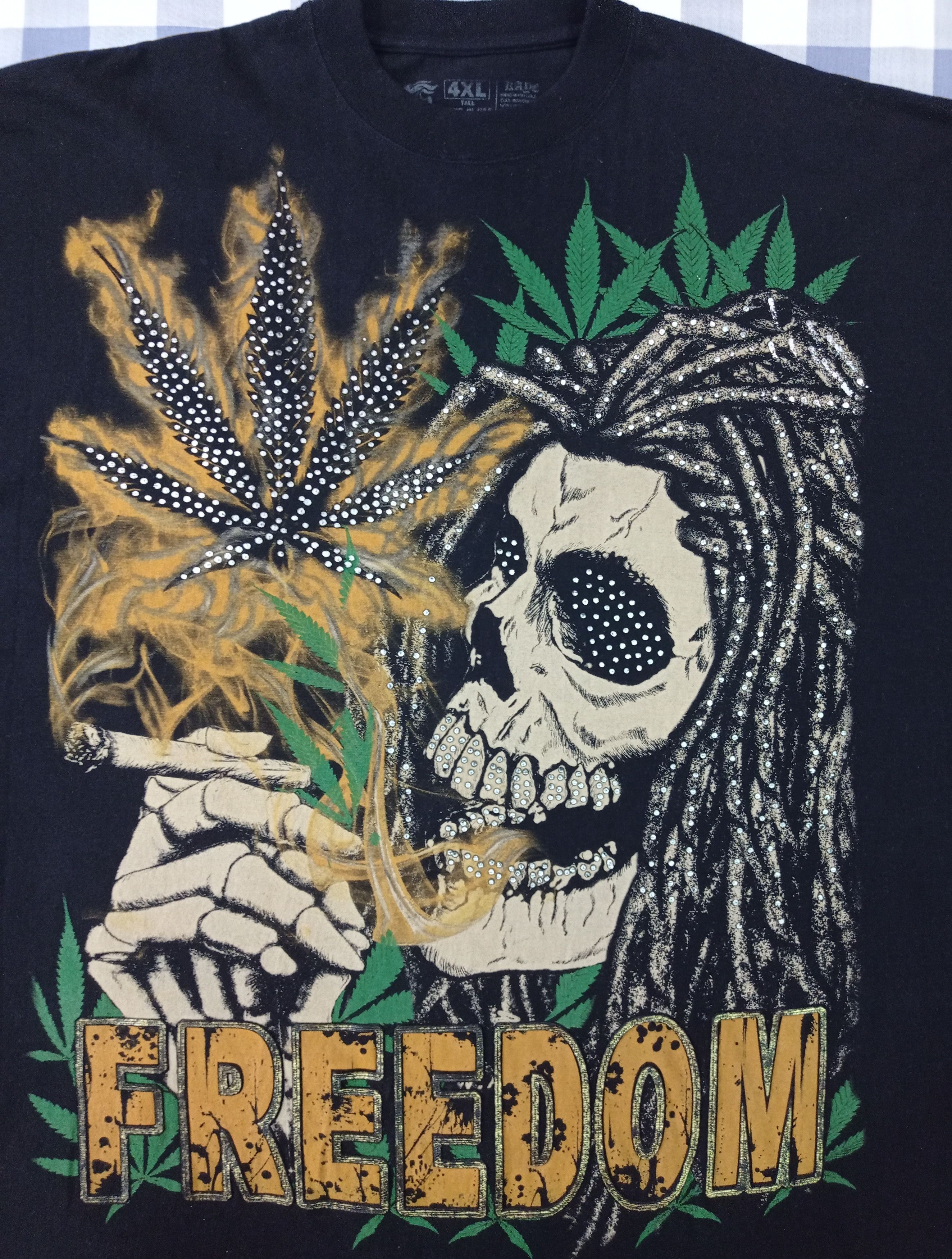 Other 4XL XXXXL SKULL SMOKING WEED BIG & TALL TEE Size US XXL / EU 58 / 5 - 2 Thumbnail