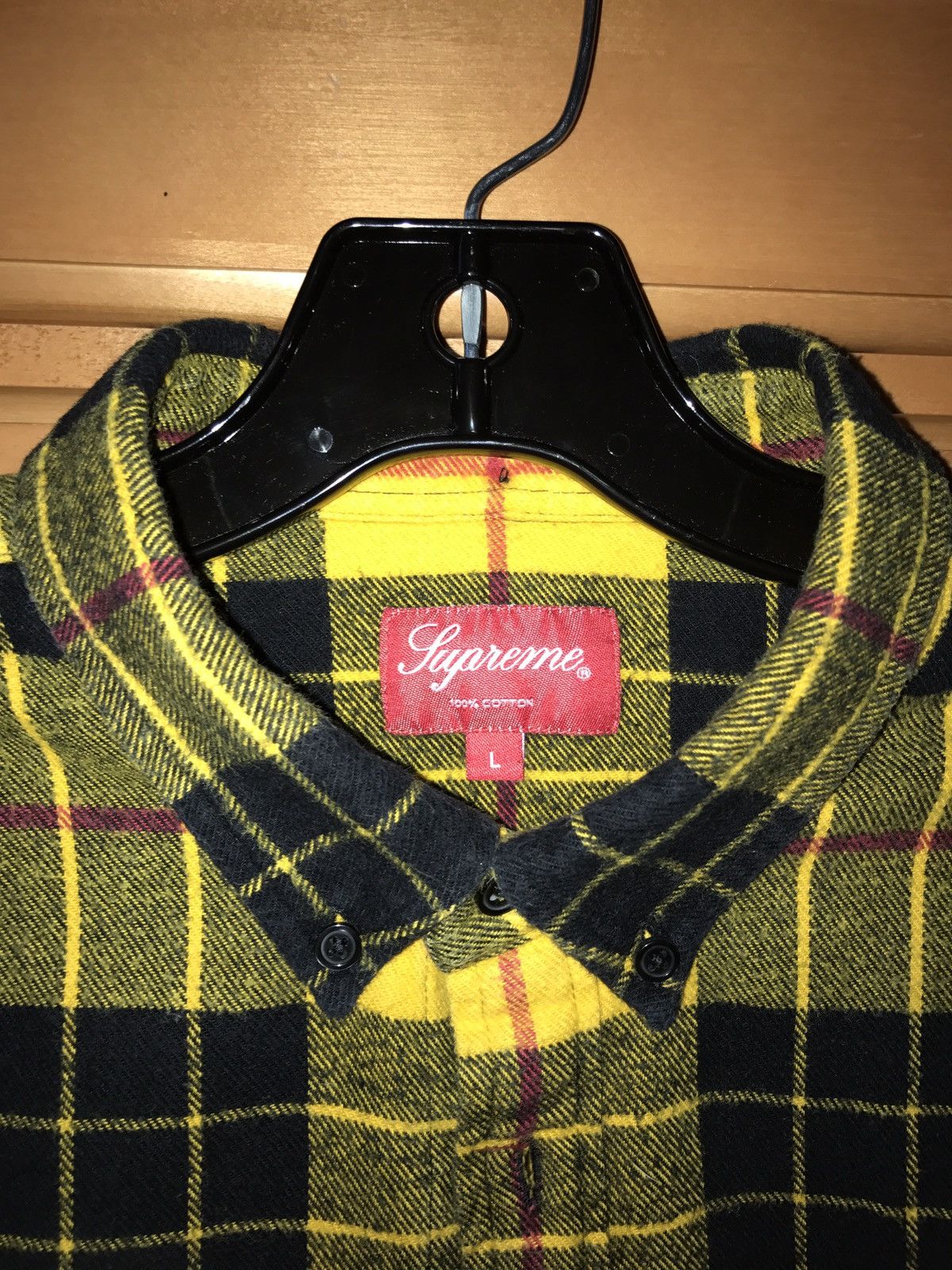 Supreme Supreme Tartan Flannel Button Down Up Shirt Size Large Yellow Black  Rare Grail ASAP Rocky Ian Connor