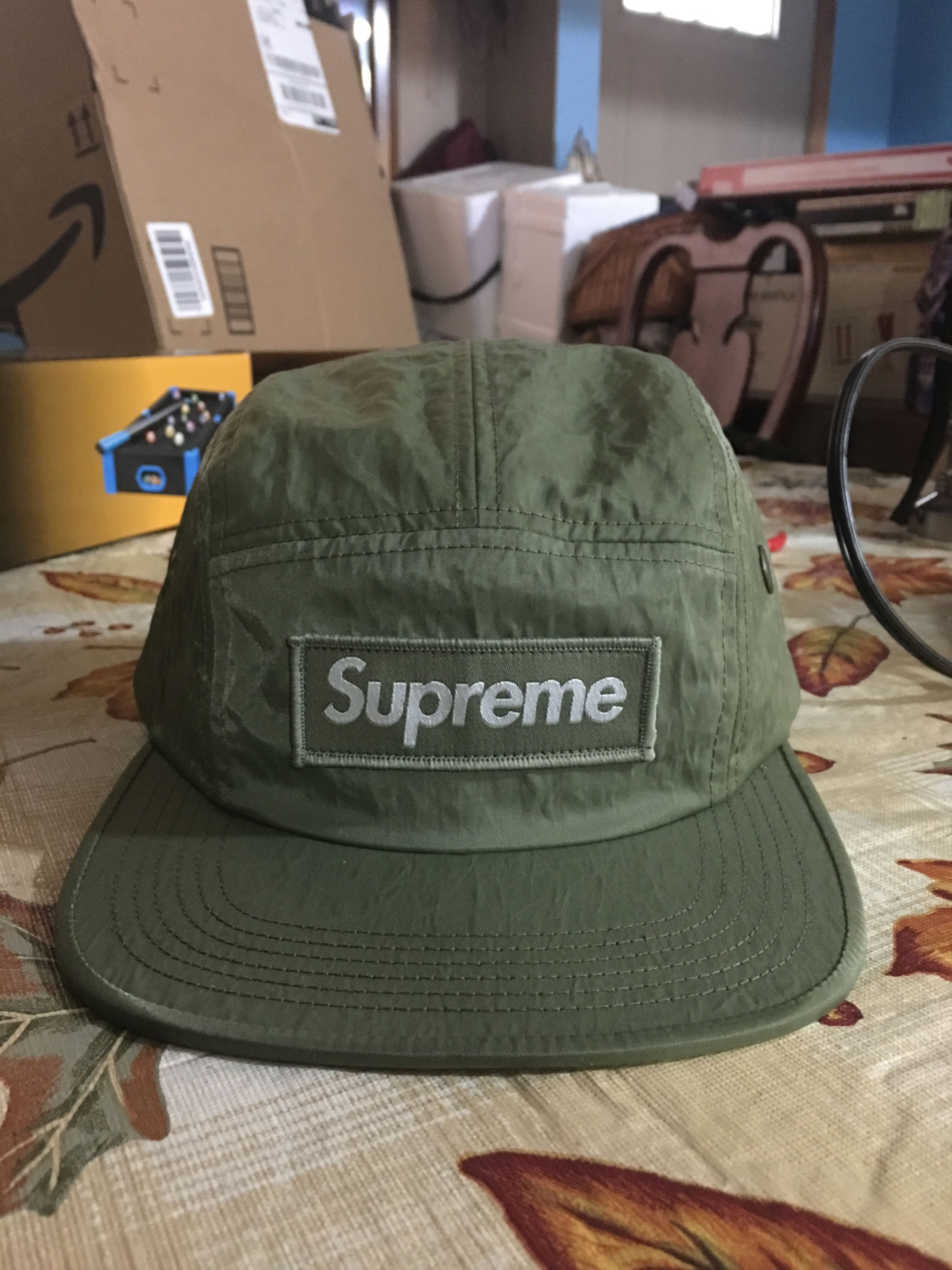 Supreme Washed Nylon Camp Cap Olive Green FW17 Box Logo | Grailed