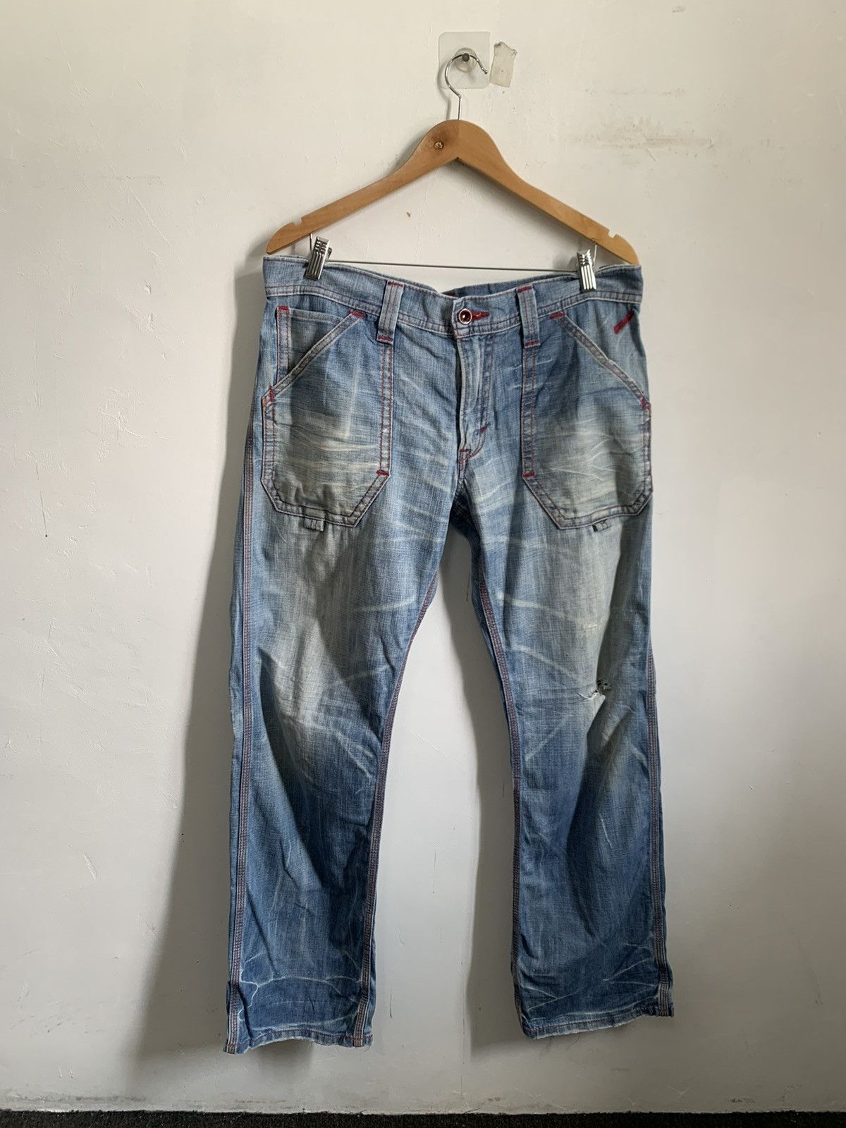 Kapital Edwin Blue Trip 503 Japanese TRASHED Jeans Denim Size US 38 / EU 54 - 1 Thumbnail