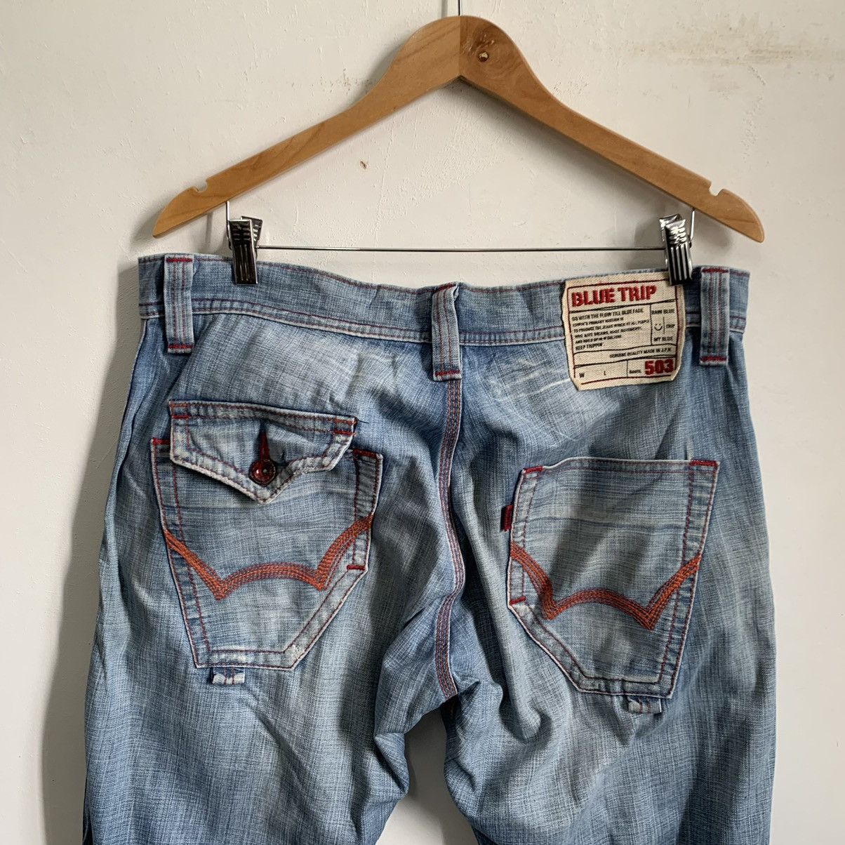 Kapital Edwin Blue Trip 503 Japanese TRASHED Jeans Denim Size US 38 / EU 54 - 7 Thumbnail