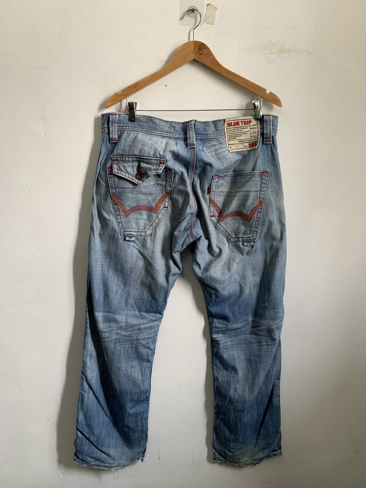 Kapital Edwin Blue Trip 503 Japanese TRASHED Jeans Denim Size US 38 / EU 54 - 2 Thumbnail