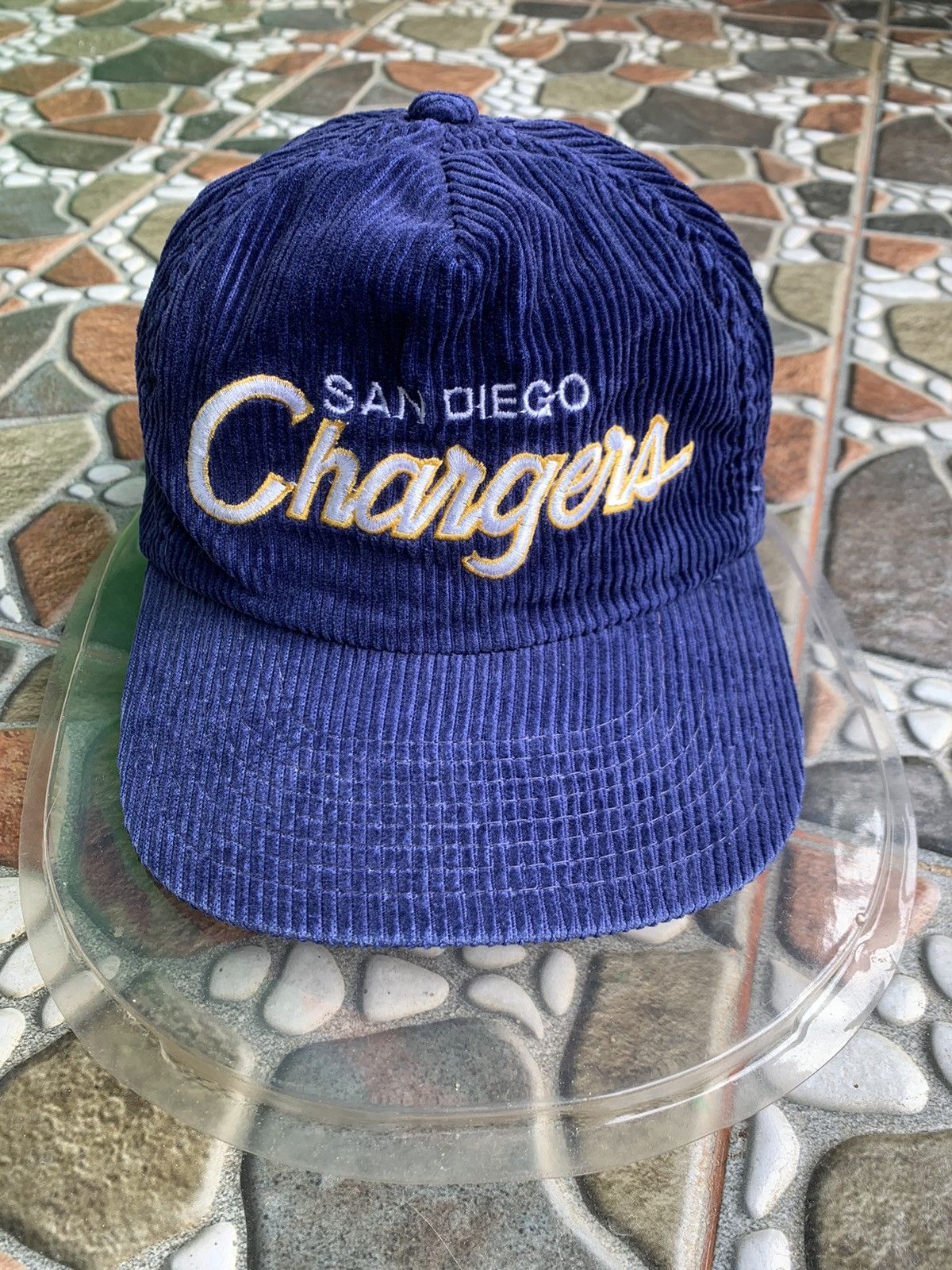 Vintage San Diego Chargers Blue Corduroy Hat Zipper Back by AmaPro