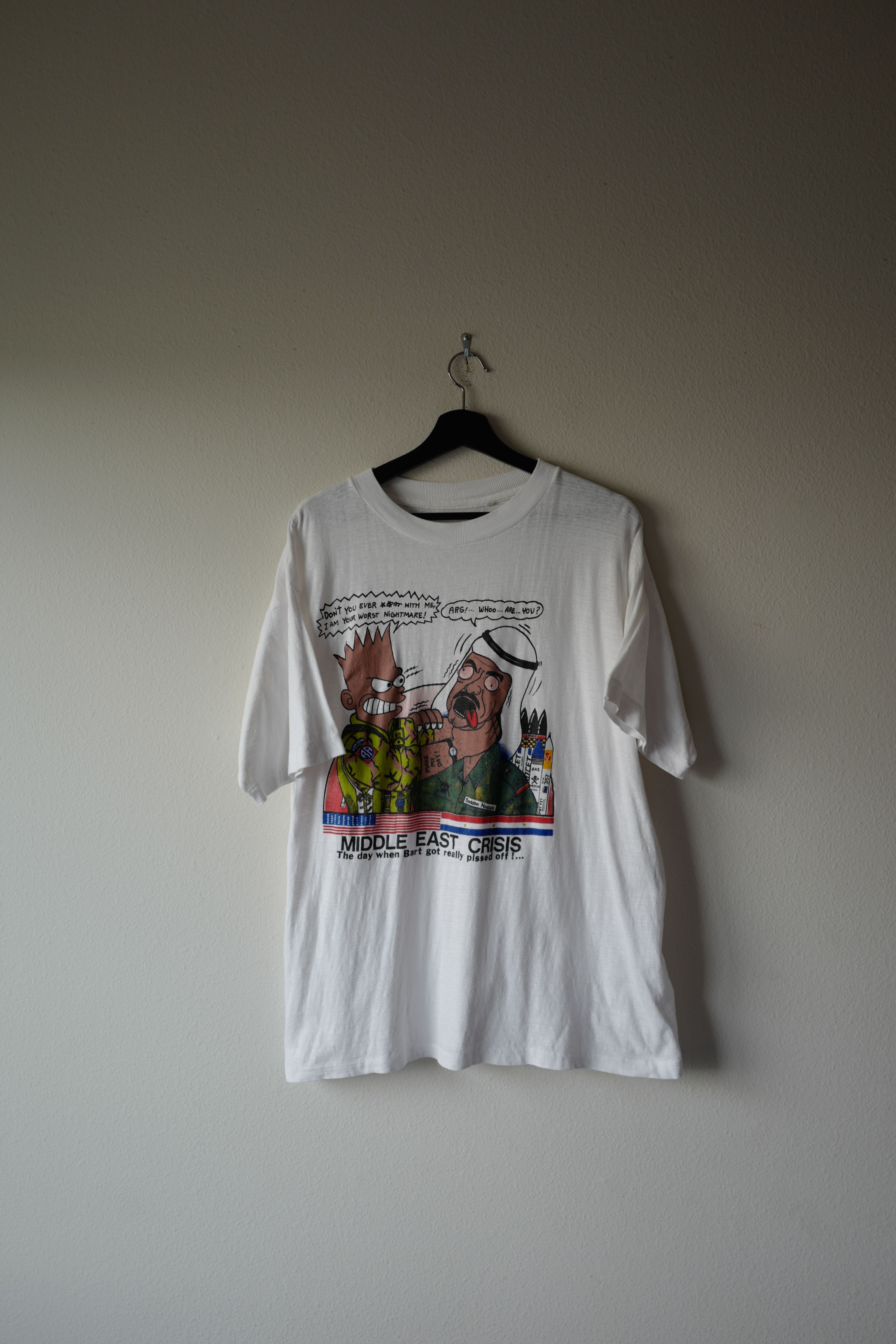 Vintage Vintage 90's Sadaam Hussein / Bart - Middle East Crisis Tee Size US XL / EU 56 / 4 - 1 Thumbnail