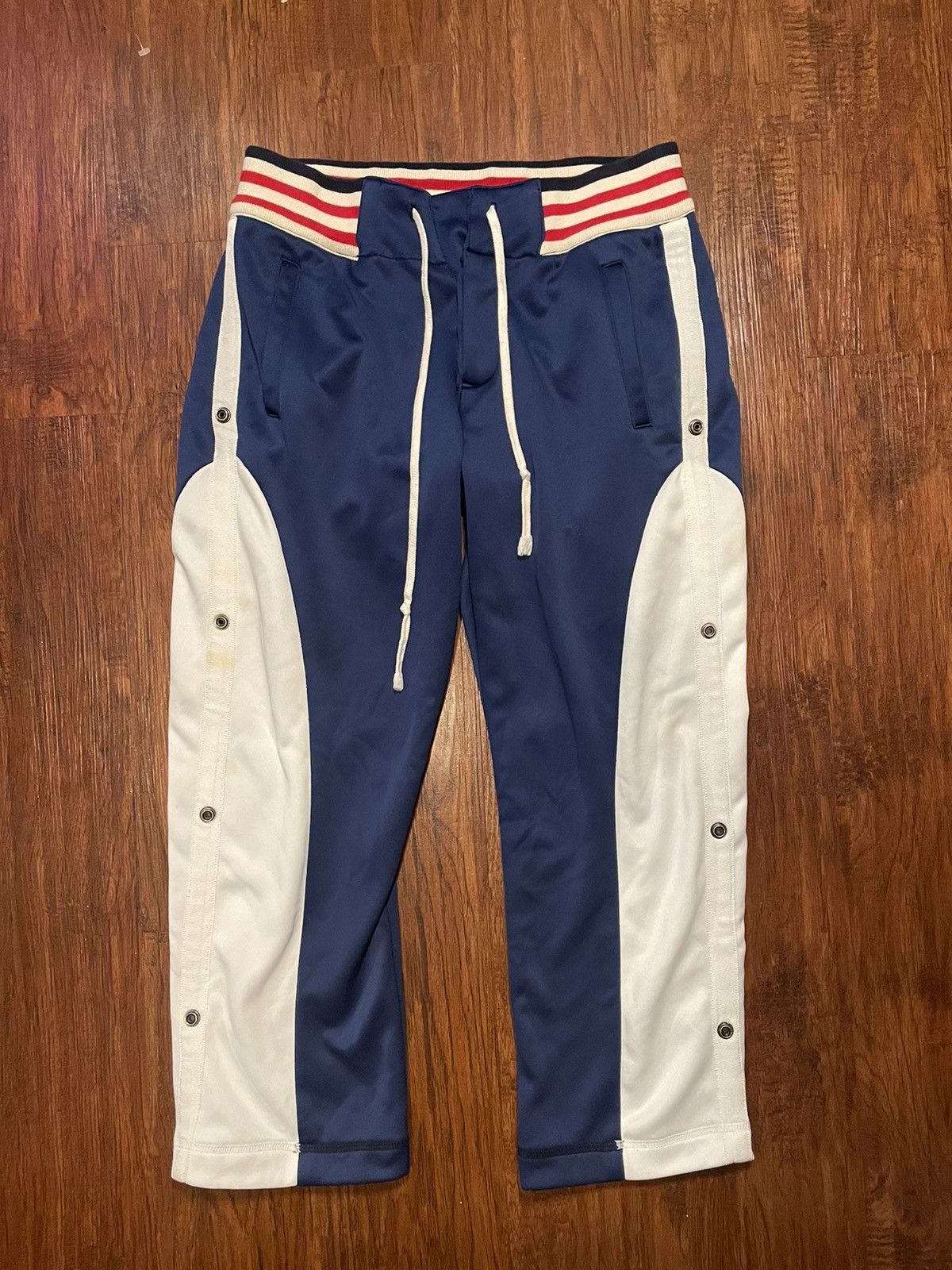 image of Greg Laurent Borg Cropped Track Pants In Blue, Men's (Size 31)