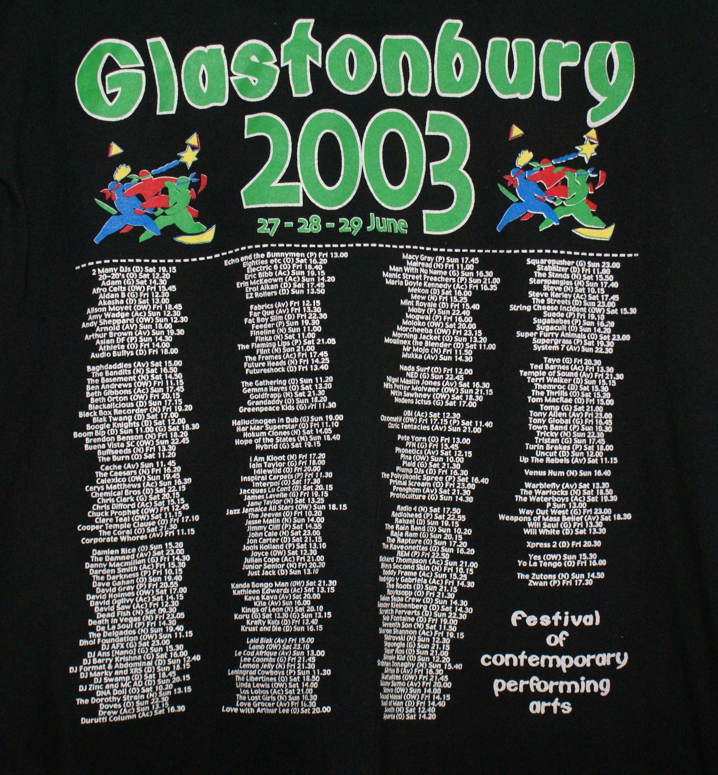 Band Tees 2003 Glastonbury Festival shirt, Memorabilia shirt, Size US L / EU 52-54 / 3 - 4 Thumbnail