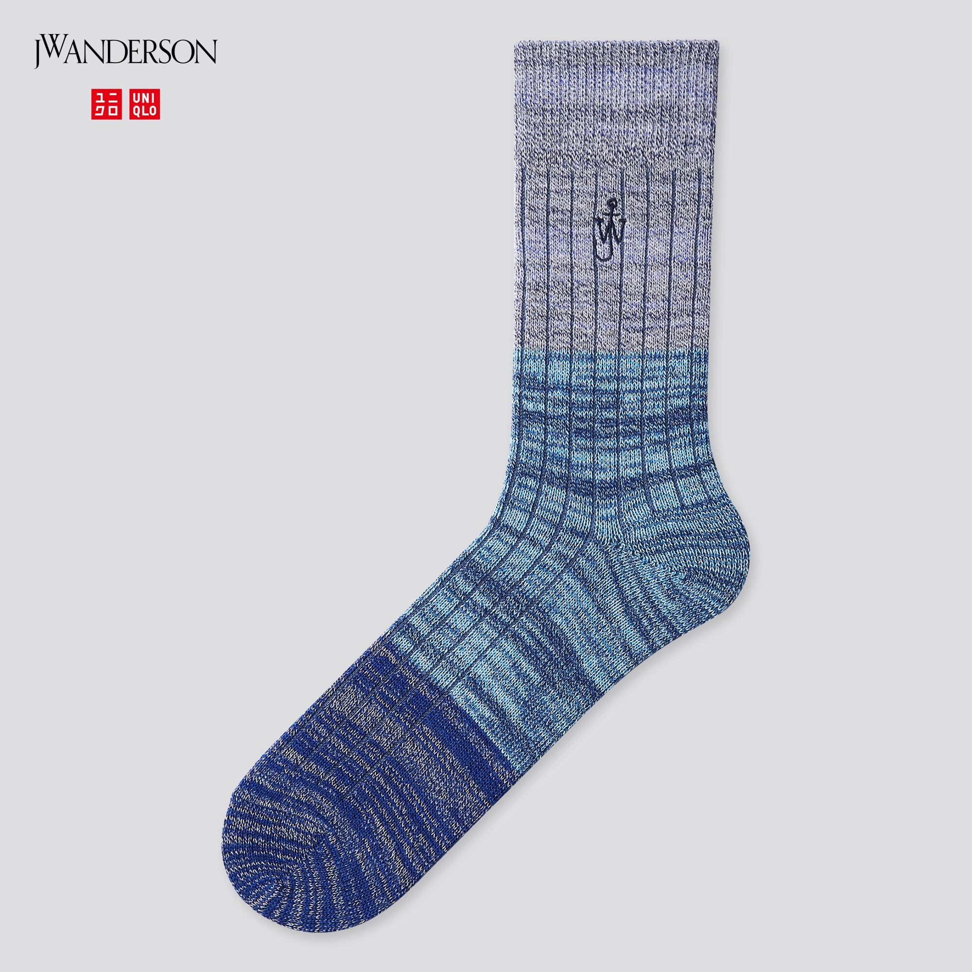 JW Anderson  Uniqlo Blue Multicolor Socks Heather Dress Crew Tube Cotton  Logo | Grailed