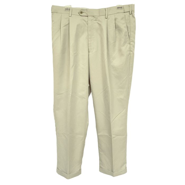 Savane Savane Mens Light Khaki Cuffed Pants 36 x 29 Pleated Front | Grailed