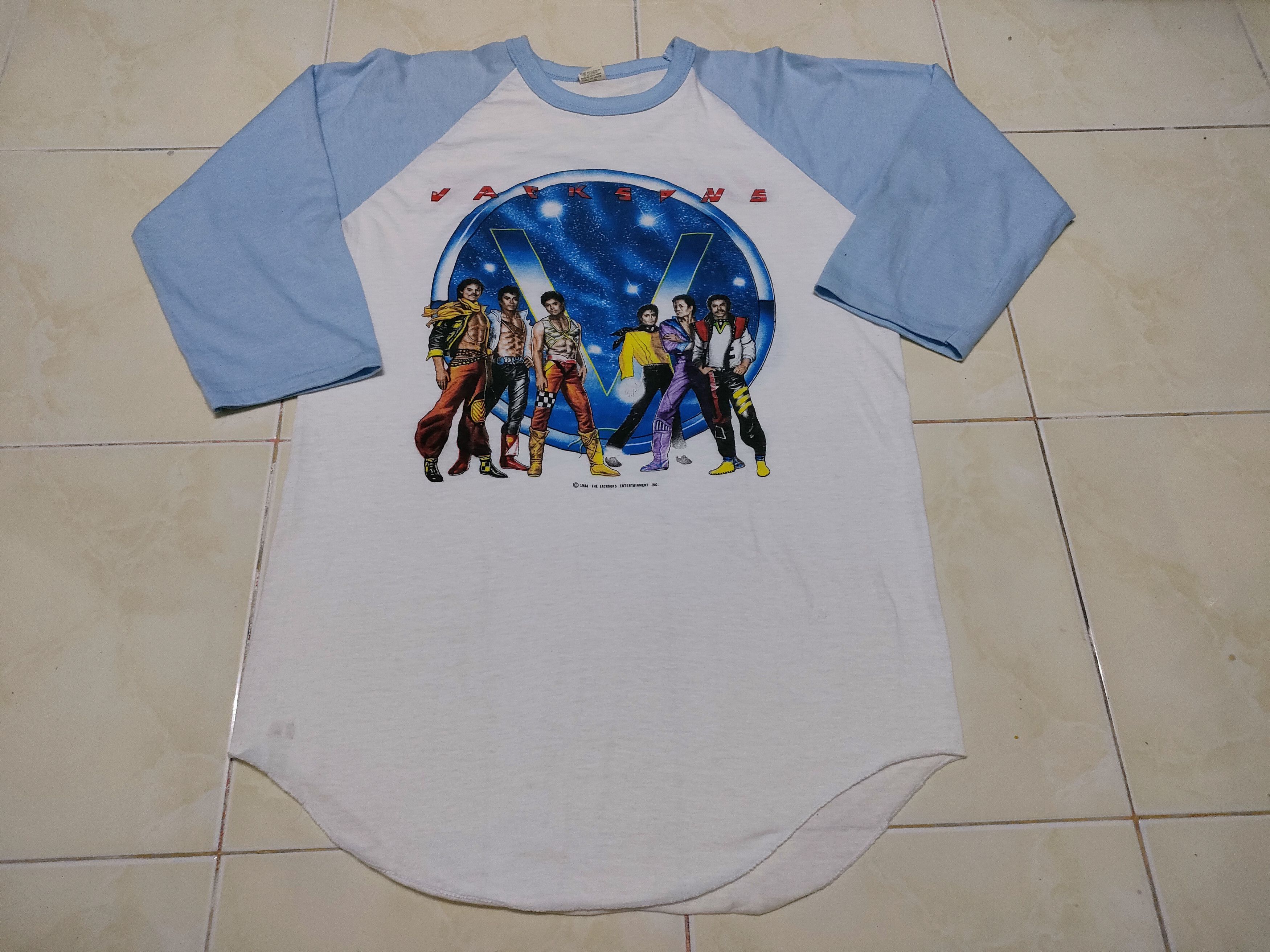 Band Tees 80s Vintage Michael Jackson 5 Janet Jackson Raglan Tee Size US L / EU 52-54 / 3 - 4 Thumbnail