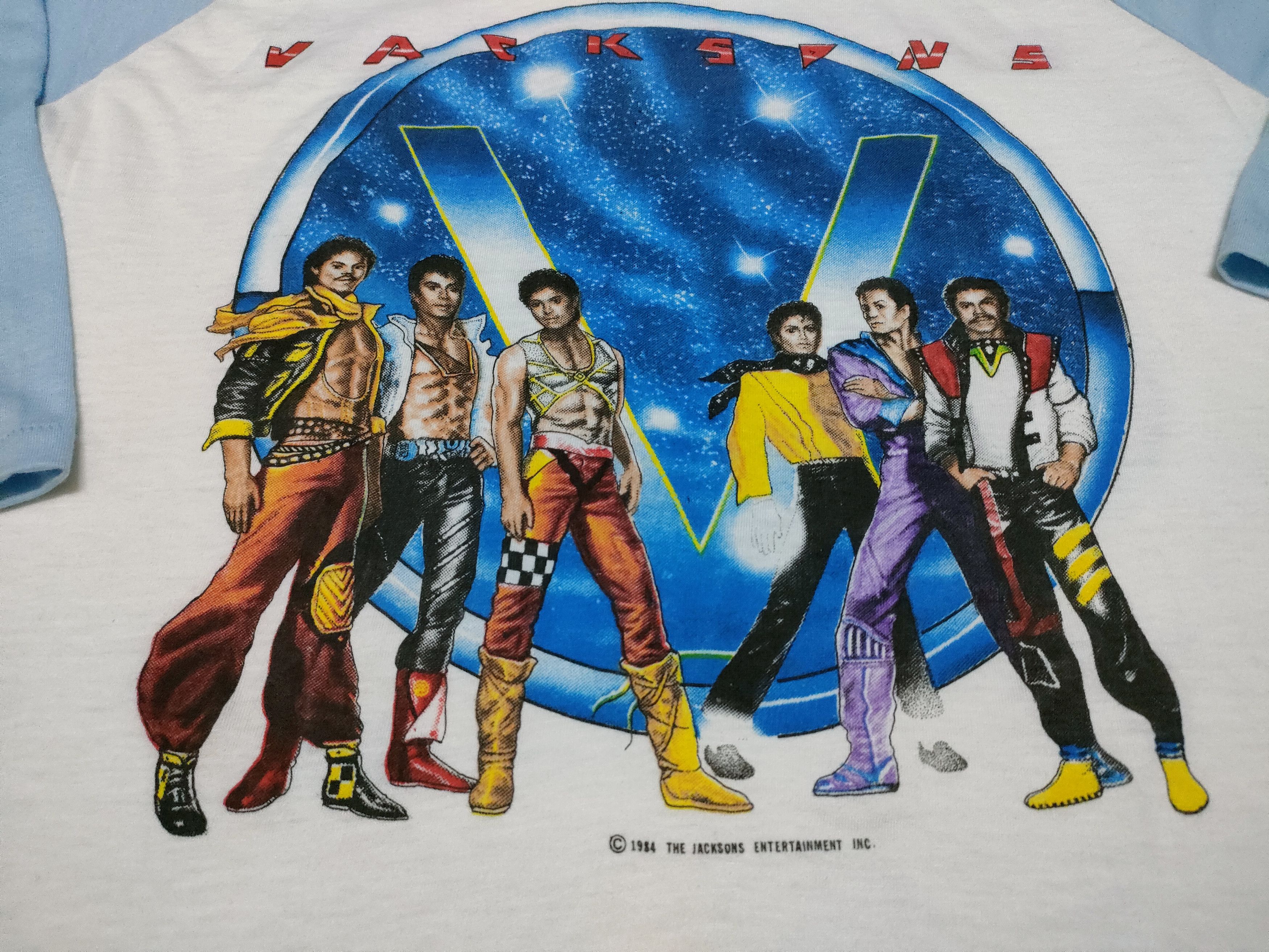 Band Tees 80s Vintage Michael Jackson 5 Janet Jackson Raglan Tee Size US L / EU 52-54 / 3 - 5 Thumbnail