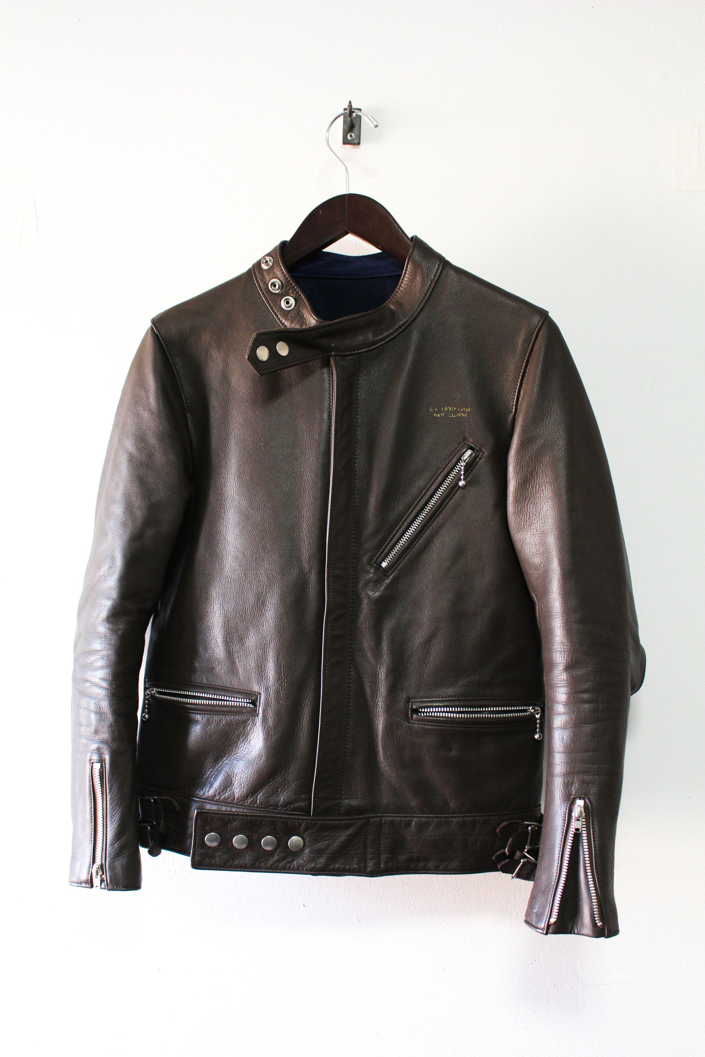 image of Undercover Fw08 Cafe Racer Leather Jacket in Brown, Men's (Size Small)