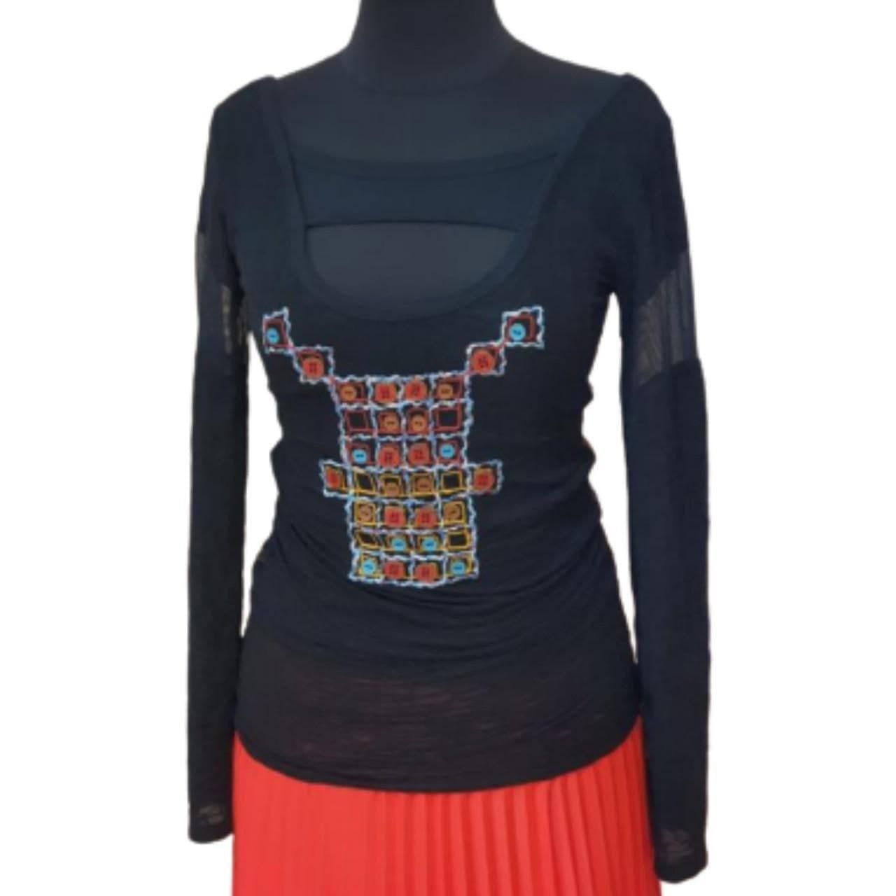 Save The Duck Save the Queen Black Long Sleeve Blouse sz S - NEW Size S / US 4 / IT 40 - 1 Thumbnail