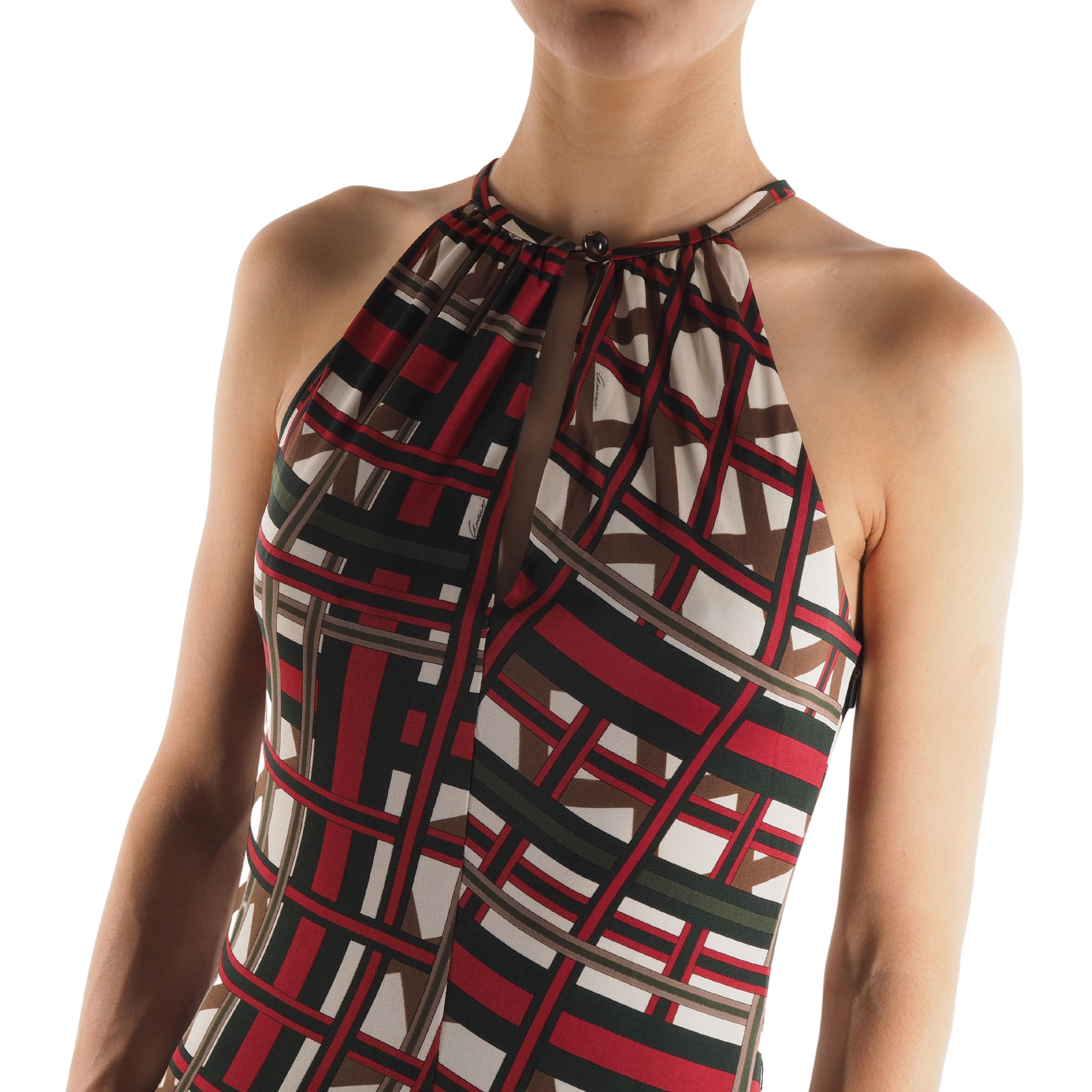 Gucci Vintage Red Green Dress 40 S Small US4 US6