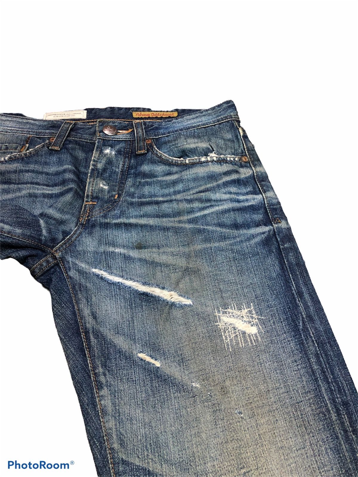 AG Adriano Goldschmied SLIM STRAIGHT LEG DISTRESSED DENIM Size US 30 / EU 46 - 8 Thumbnail