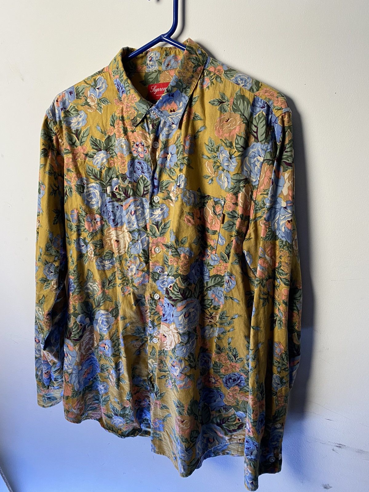 image of Supreme Floral Flannel in Yellow, Men's (Size XL)