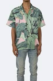 MNML Sliky S/S Button Down Floral Shirt - Green/Pink from mnml.la Size US M / EU 48-50 / 2 - 1 Thumbnail