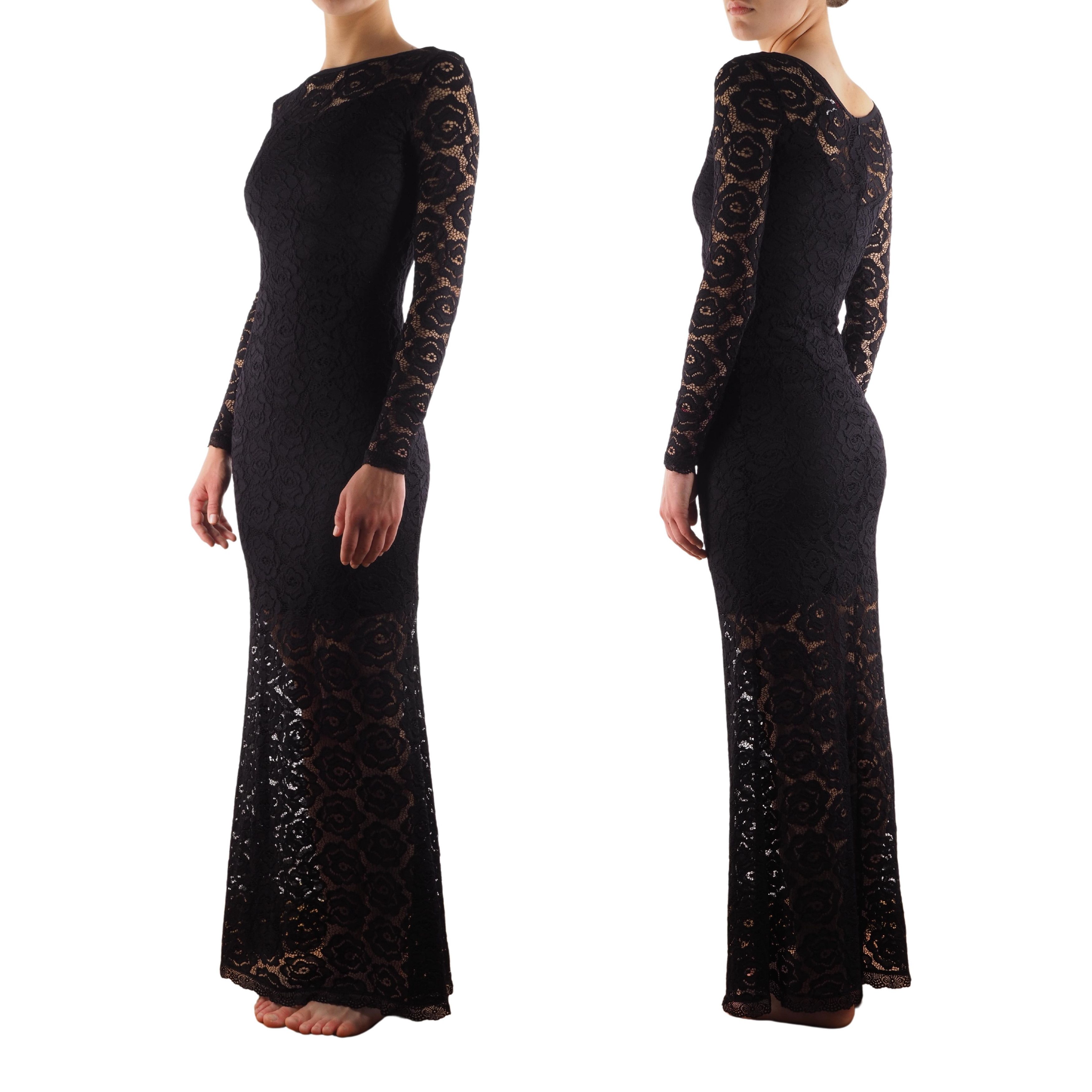 Dolce & Gabbana Dolce & Gabbana 2003 Vintage Black Long Sheer Dress 38 40 Size XS / US 0-2 / IT 36-38 - 2 Thumbnail