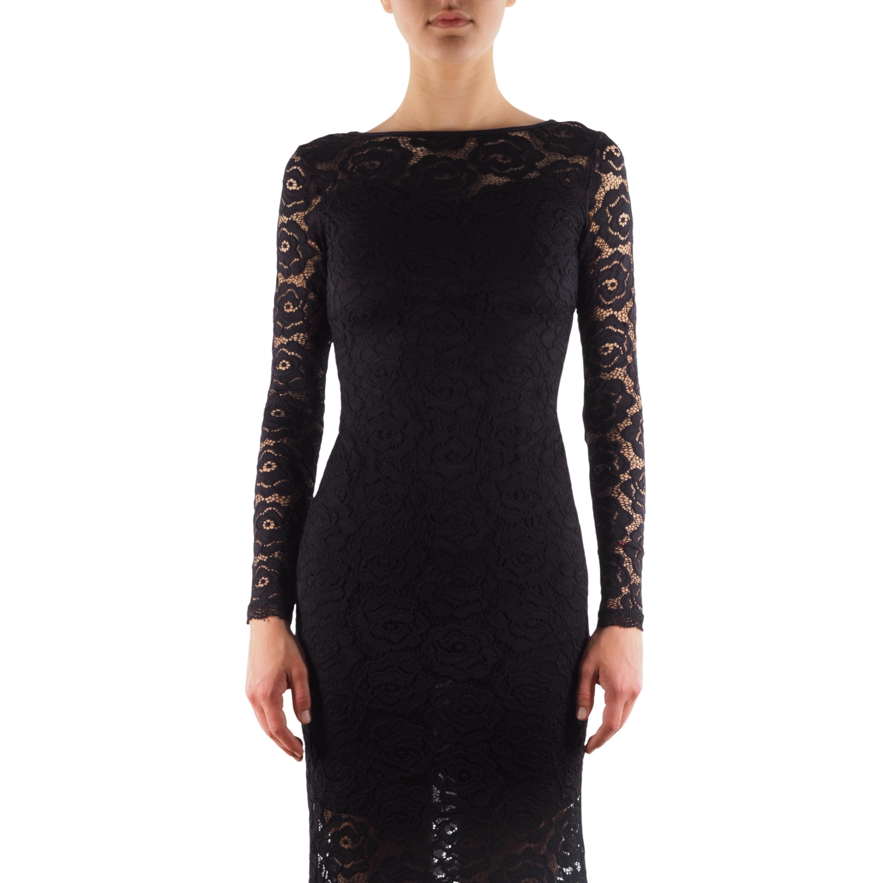 image of Dolce Gabbana 2003 Vintage Black Long Sheer Dress 38 40, Women's (Size Small)