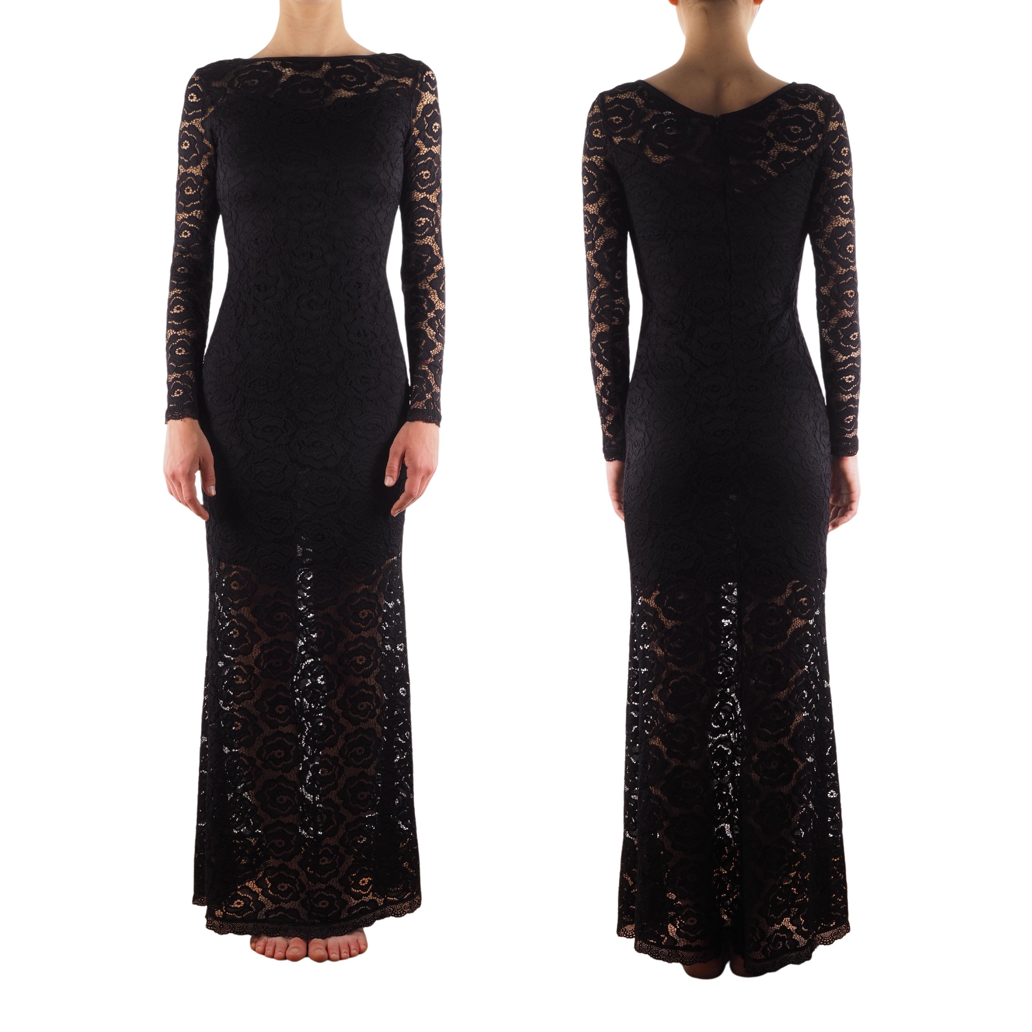 Dolce & Gabbana Dolce & Gabbana 2003 Vintage Black Long Sheer Dress 38 40 Size XS / US 0-2 / IT 36-38 - 3 Thumbnail