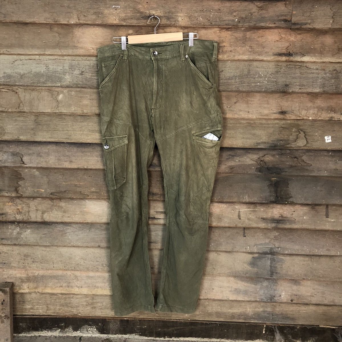 image of Faded Glory x Vintage Field Core Faded Green Multipocket Cargo Pants 6894, Men's (Size 34)