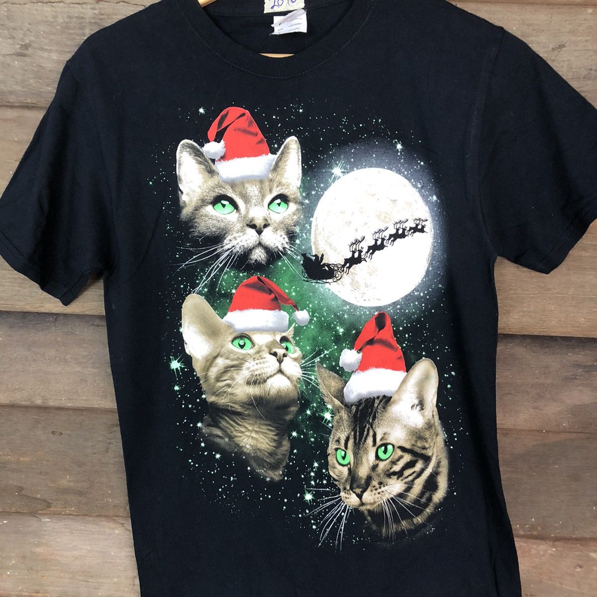 Japanese Brand DL Cat Christmas Black tee #2090 Size US S / EU 44-46 / 1 - 4 Thumbnail