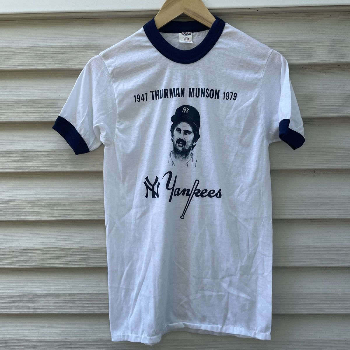 VTG 80s Thurman Munson New York Yankees Memorial T-Shirt Fits Small