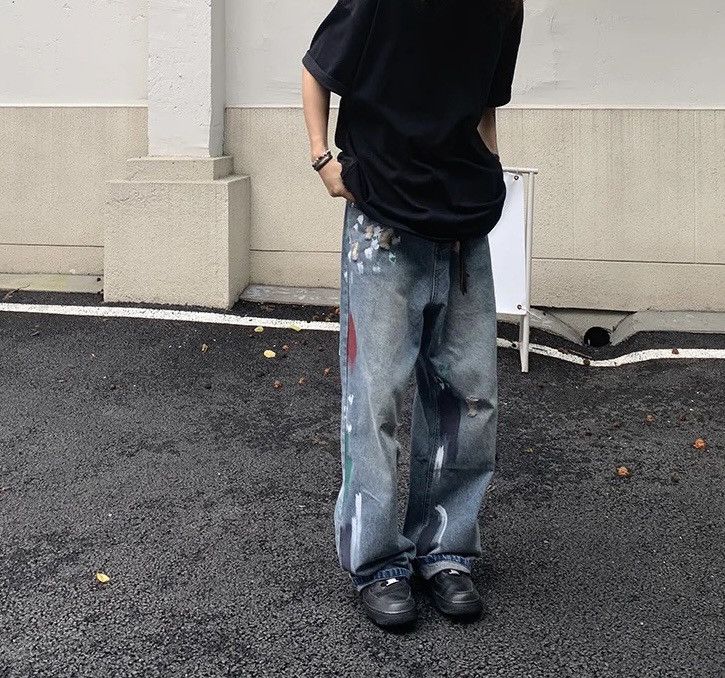Other Baggy Paint Splattered Jeans Size US 34 / EU 50 - 4 Thumbnail