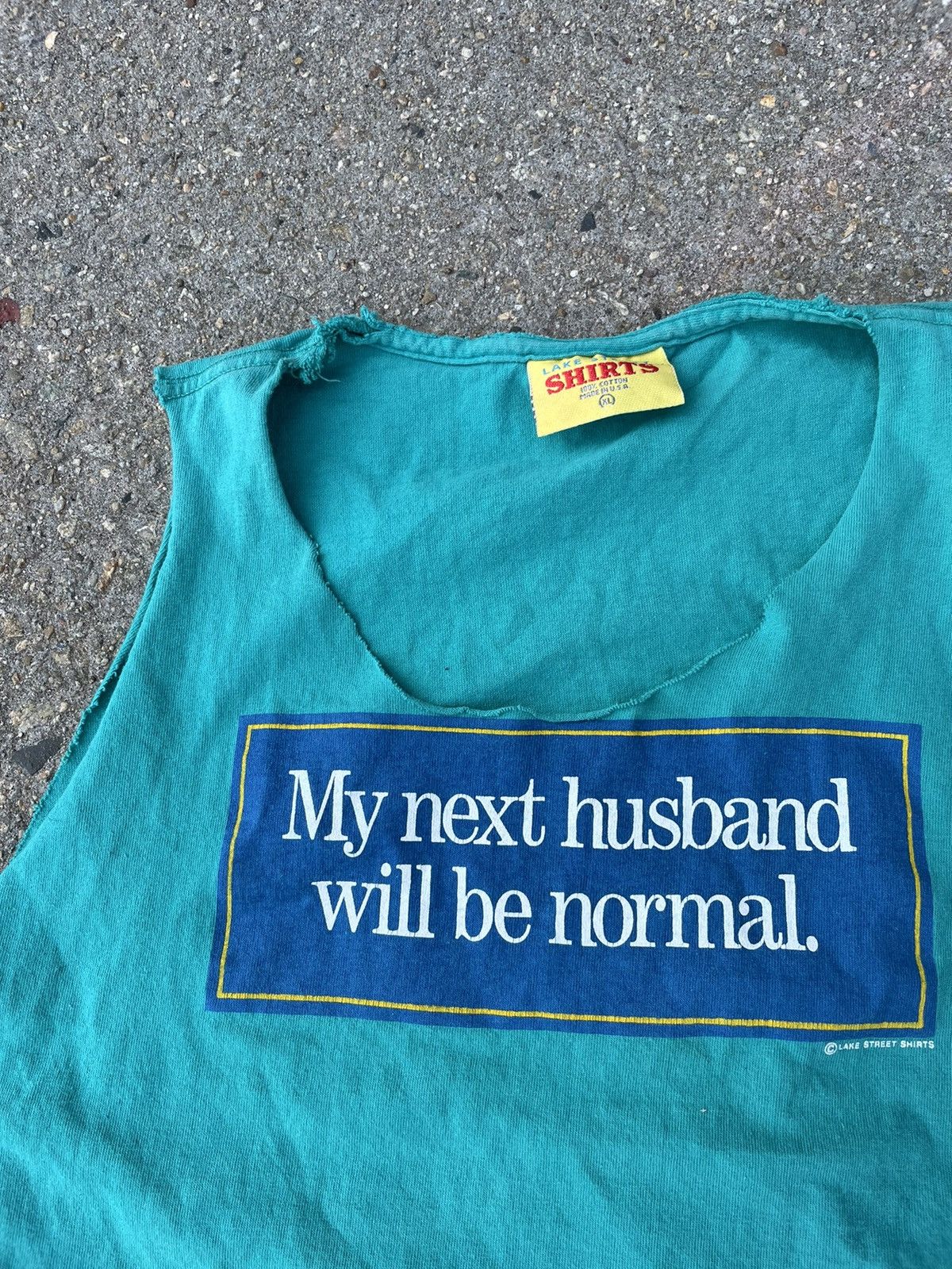 Vintage 80s My Next Husband Will Be Normal tank top funny usa made Size US XL / EU 56 / 4 - 1 Thumbnail