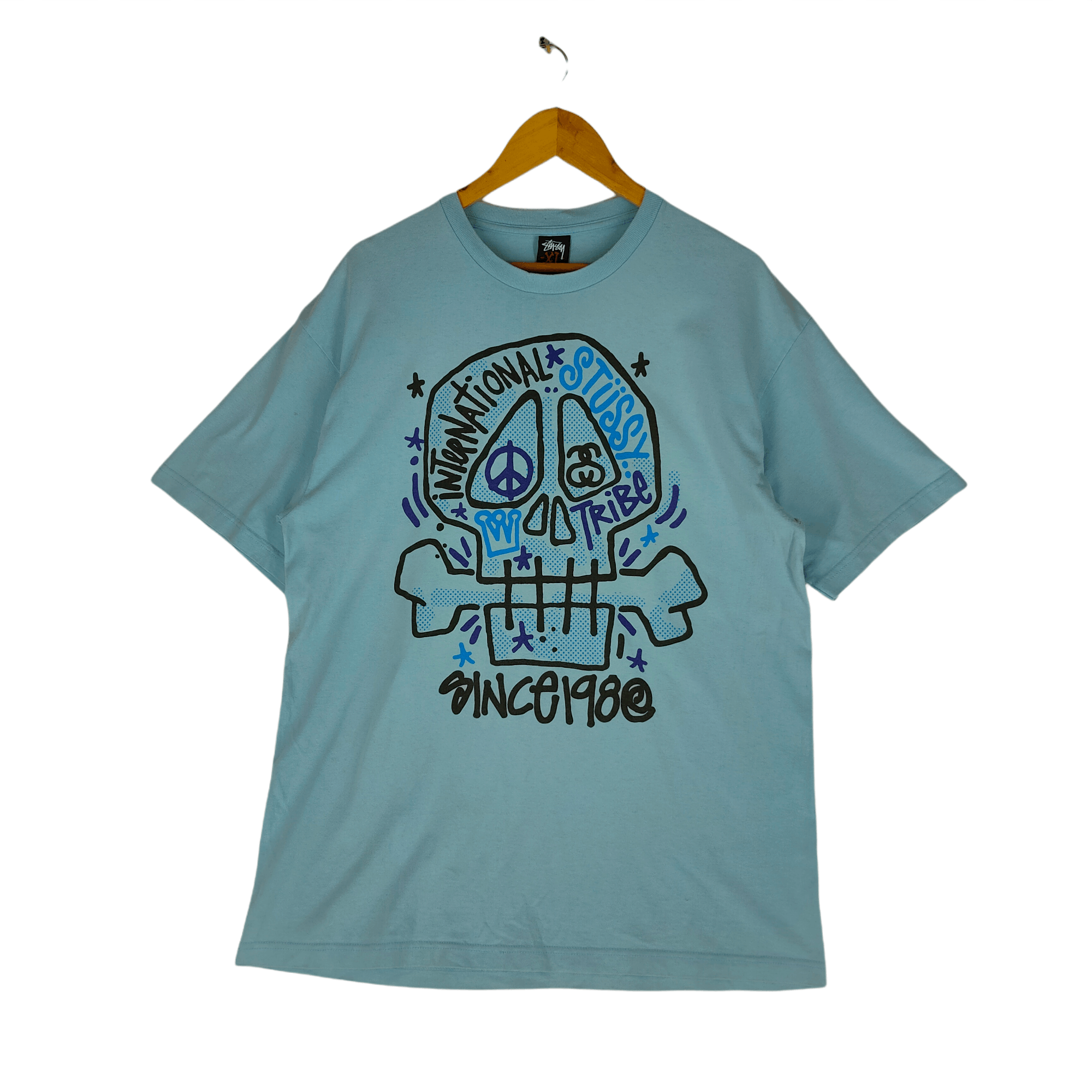 Stussy Vintage STUSSY TRIBE SKULL Big Logo Skeleton Shirt Size US L / EU 52-54 / 3 - 1 Thumbnail