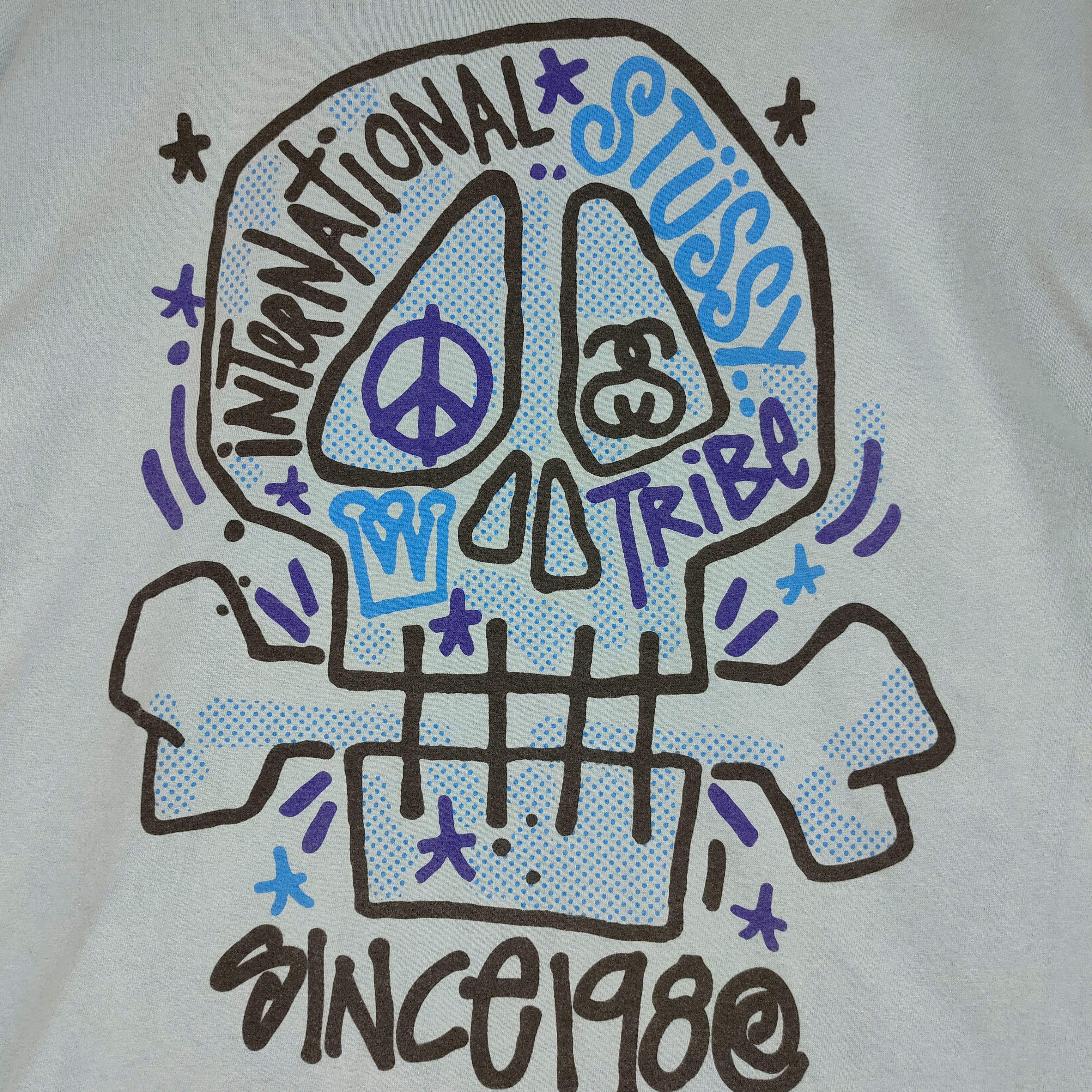 Stussy Vintage STUSSY TRIBE SKULL Big Logo Skeleton Shirt Size US L / EU 52-54 / 3 - 3 Thumbnail