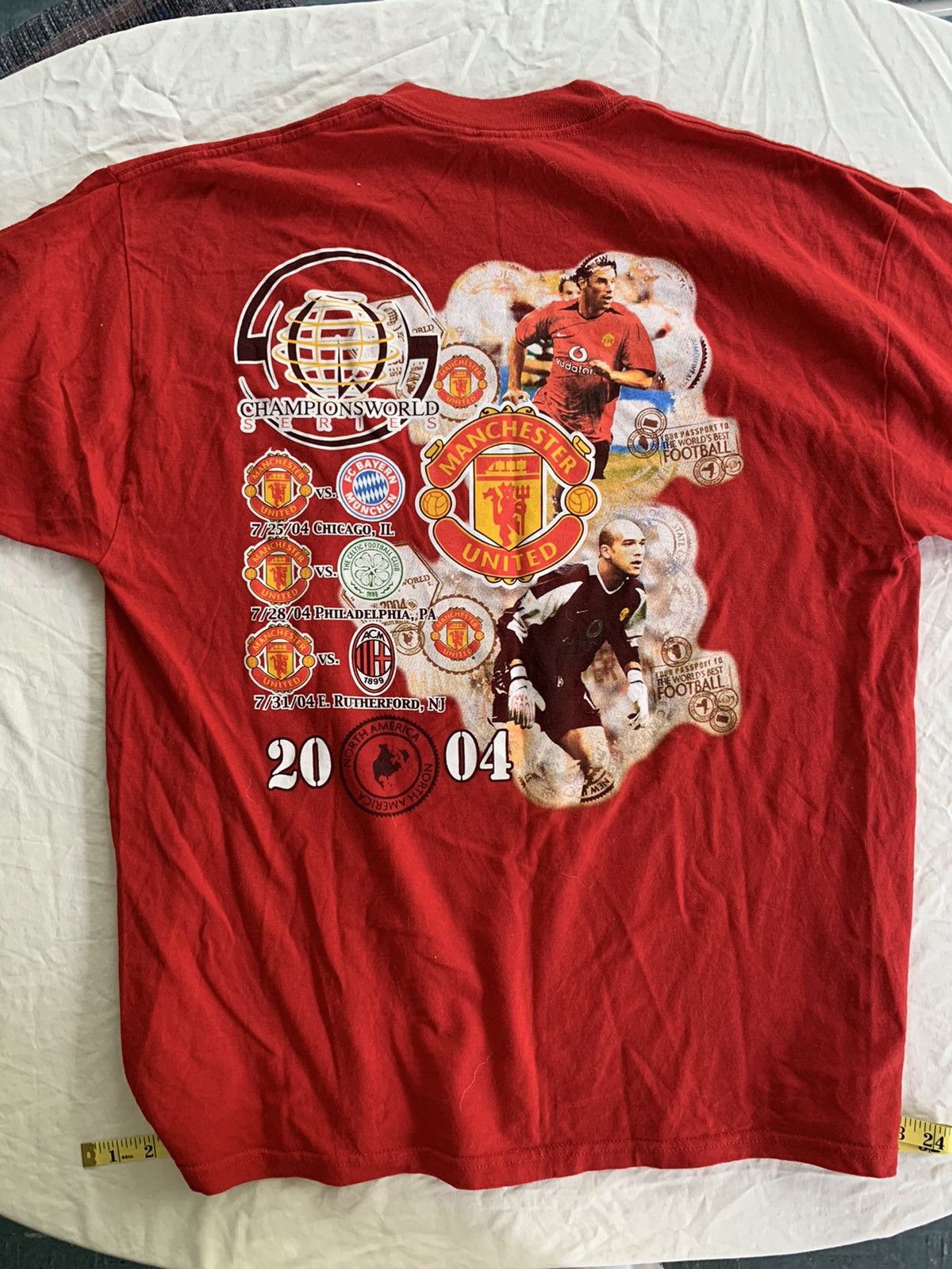 Jerzees Vintage 2004 Manchester United U.S. Tour T-shirt Size US XL / EU 56 / 4 - 5 Thumbnail
