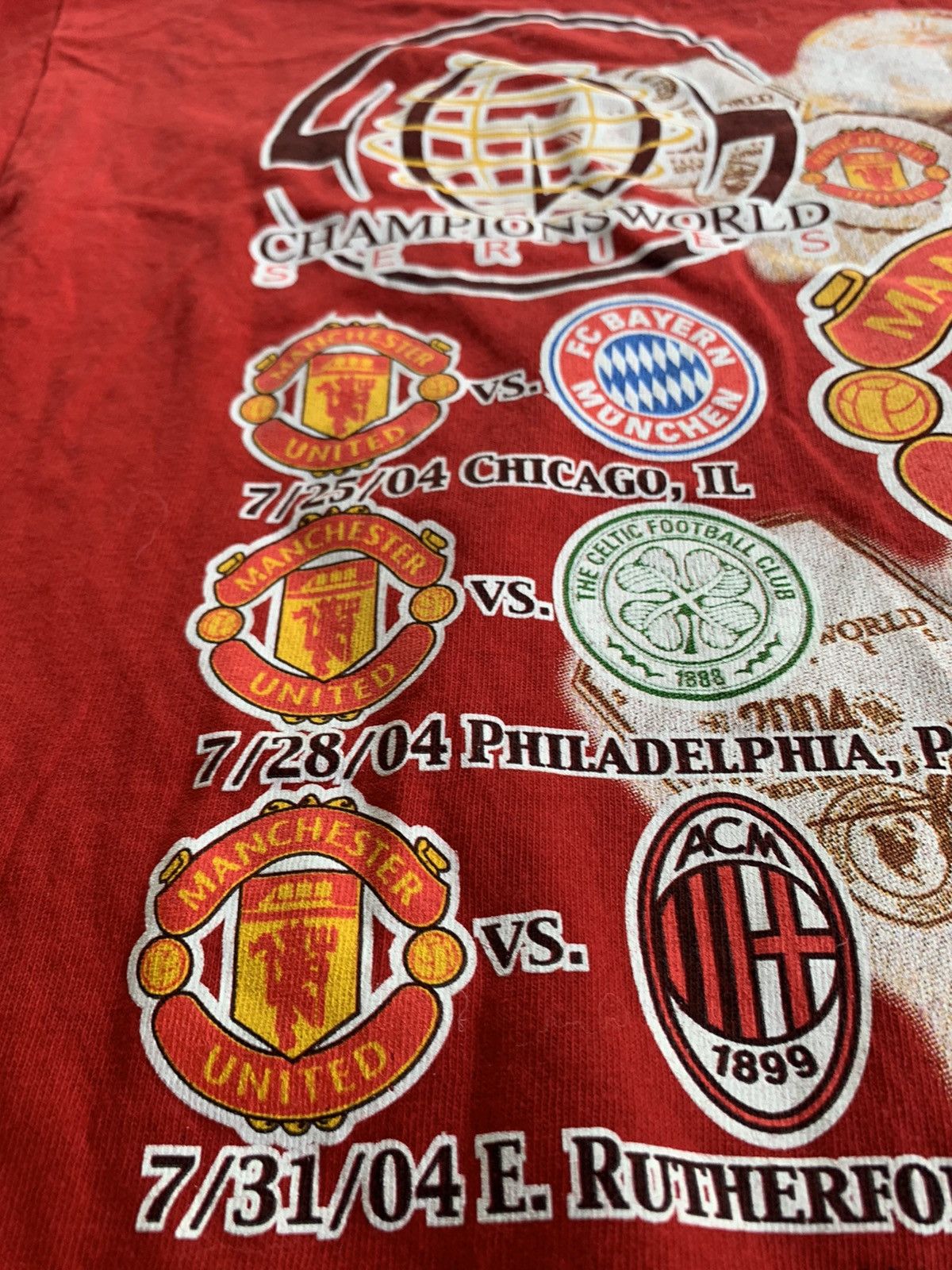 Jerzees Vintage 2004 Manchester United U.S. Tour T-shirt Size US XL / EU 56 / 4 - 6 Thumbnail
