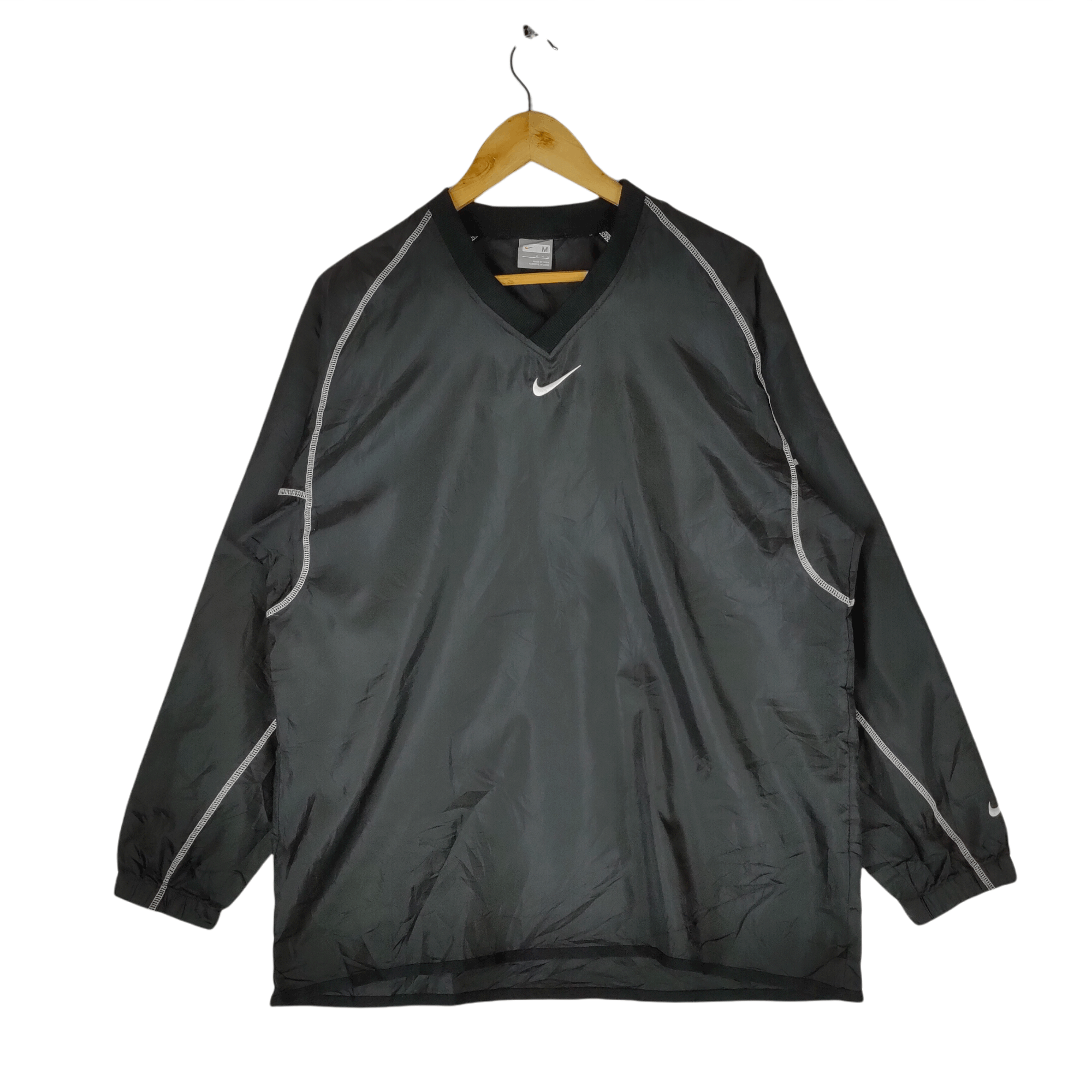 Nike Vintage Y2K NIKE CENTER SWOOSH V Neck Polyester Sweatshirt Size US L / EU 52-54 / 3 - 1 Thumbnail