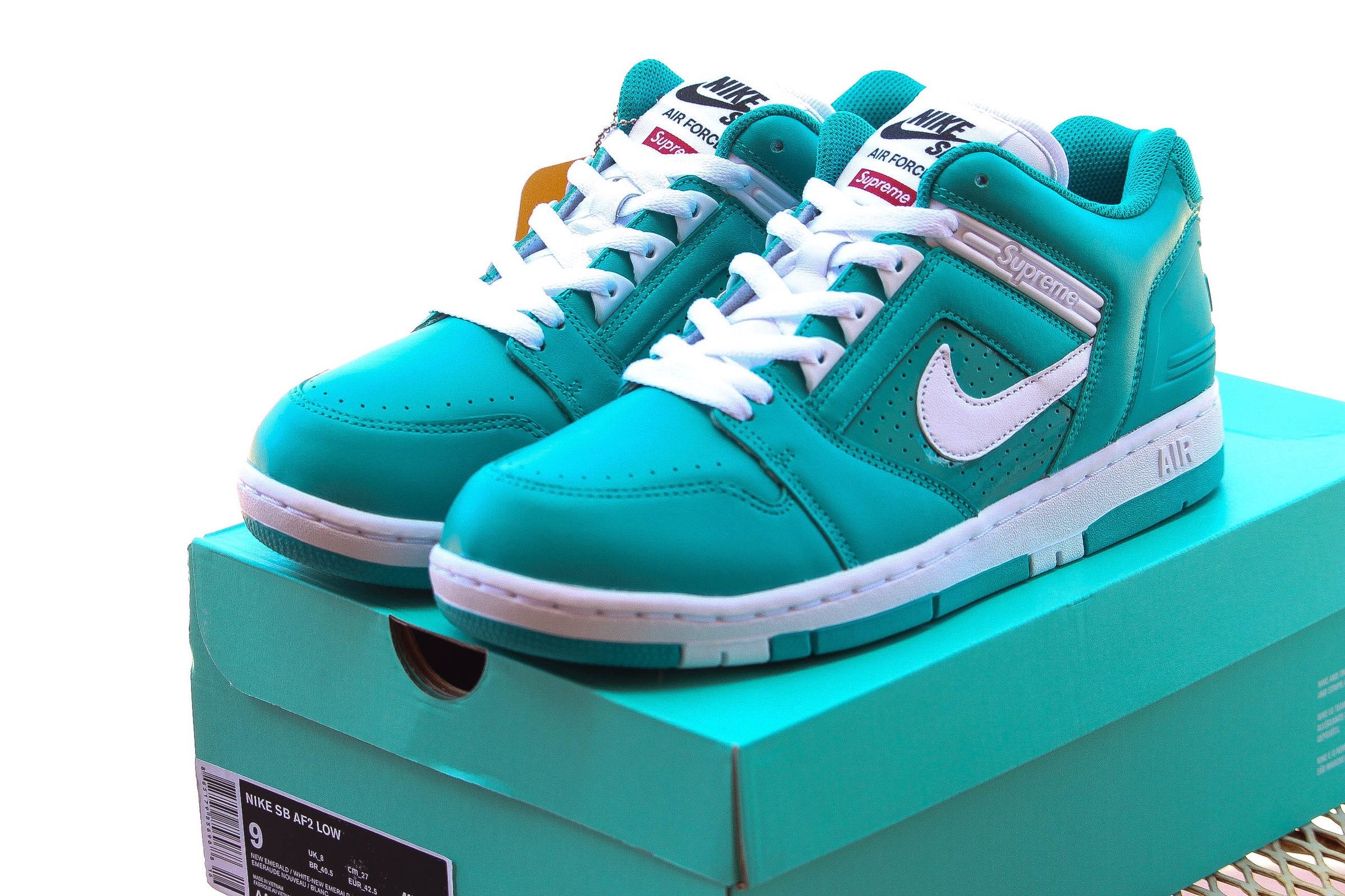 Men's) Nike SB Air Force 2 Low x Supreme 'New Emerald' 