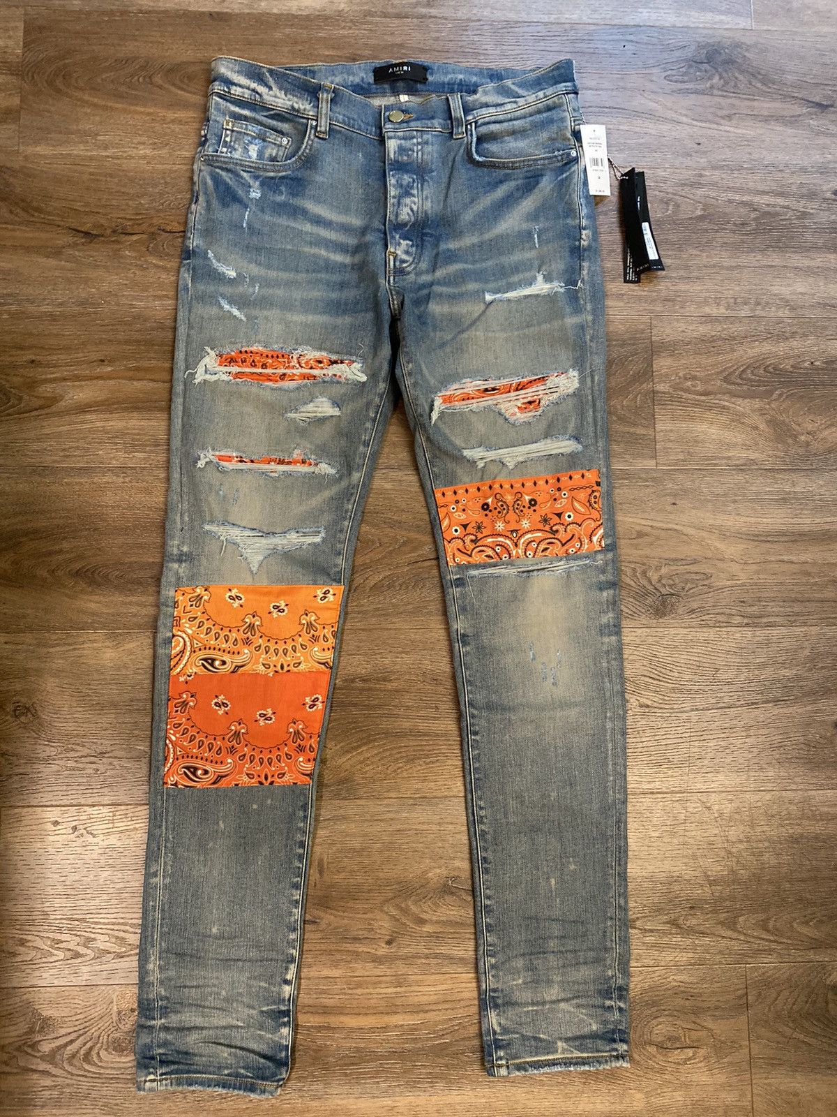 Jean Amiri Délavé Bleu Clair, Taille 30, Coupe Skinny - Occasion Très Bon état