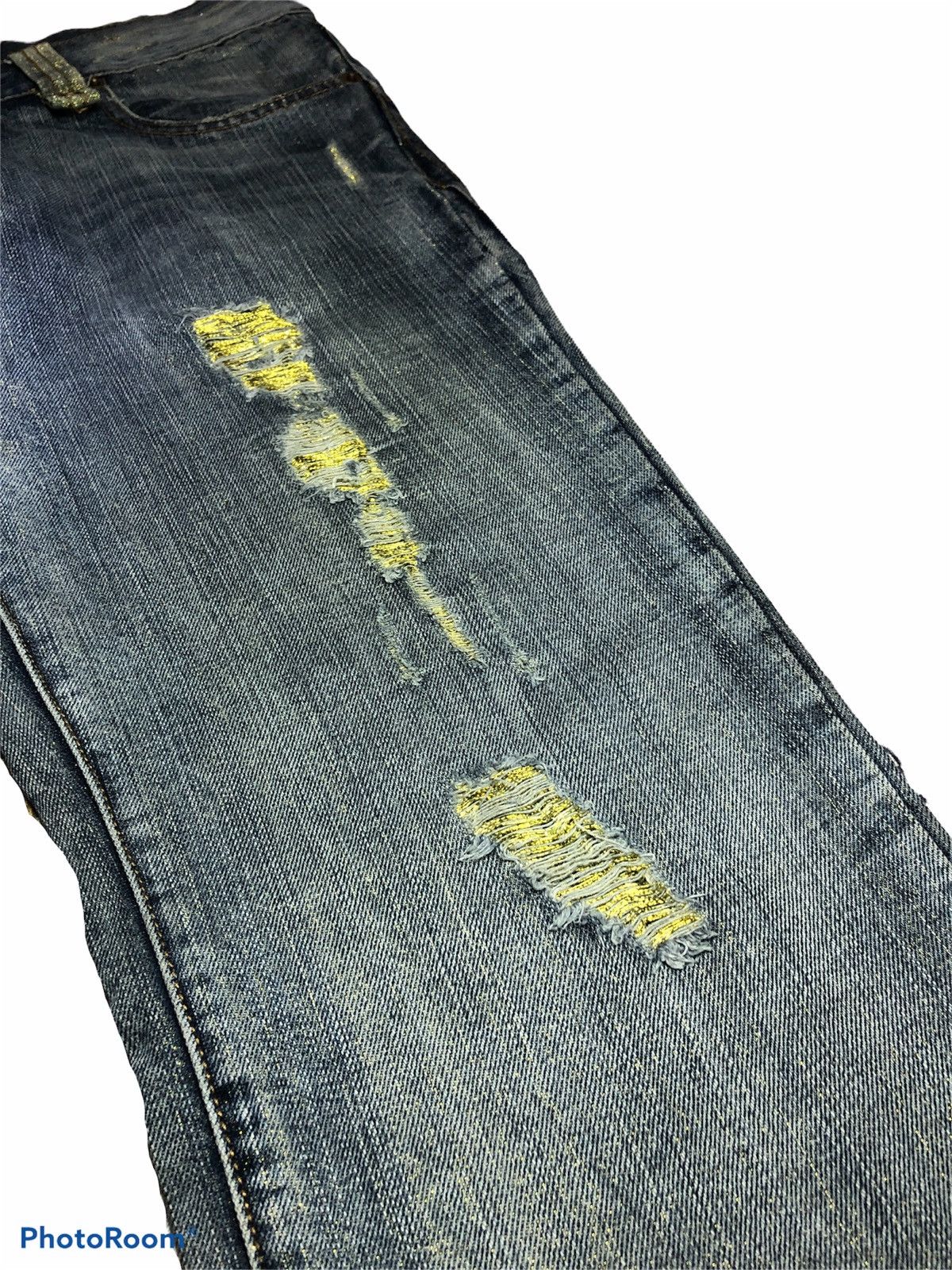 semanticdesign FLARED‼️‼️SEMANTIC DESIGN GOLD THREAD EMBROIDERY DENIM Size US 31 - 7 Thumbnail