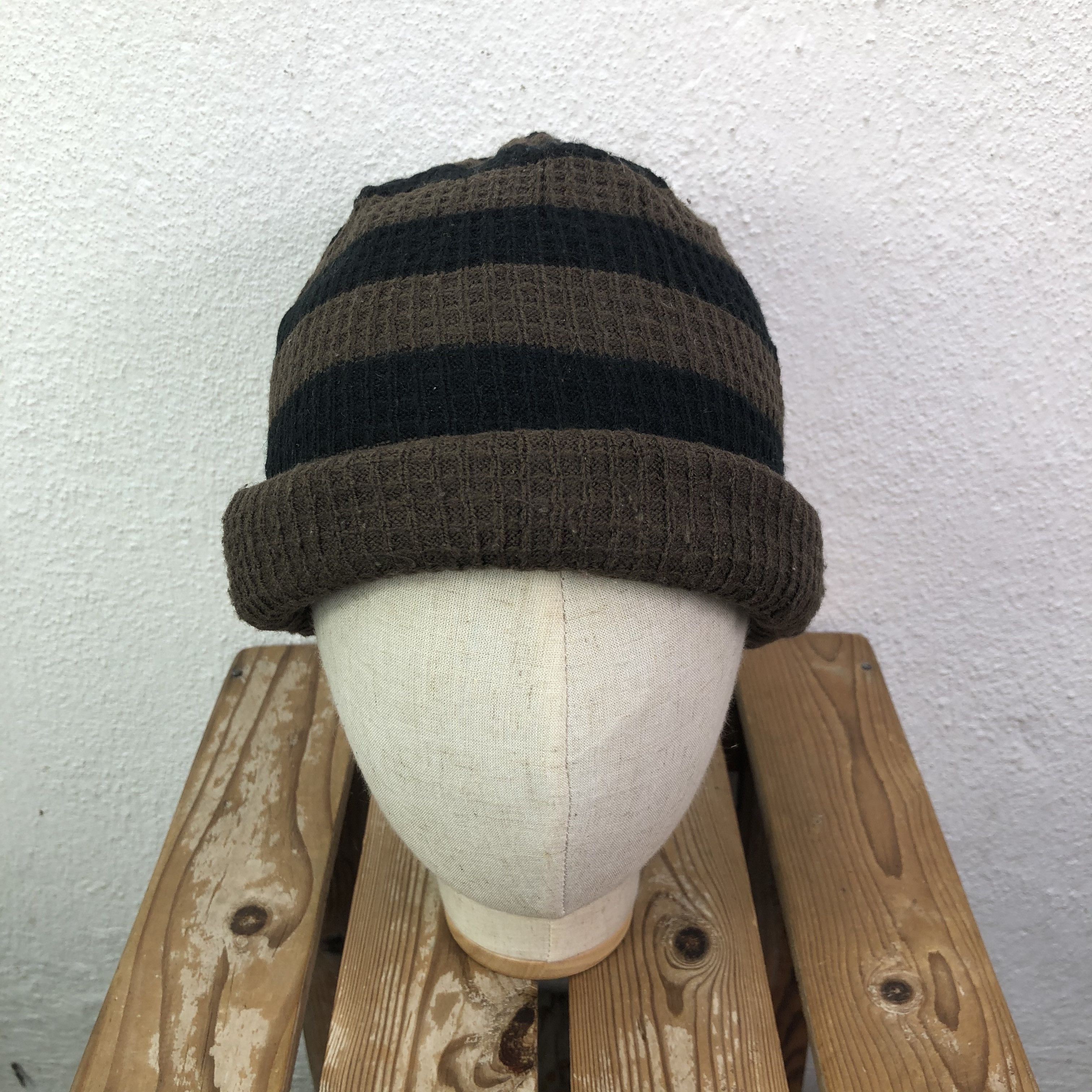 Japanese Brand Japanese Border Striped Beanie Hat Size ONE SIZE - 1 Thumbnail