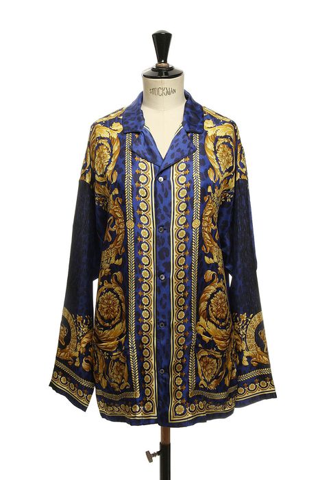 Versace new VERSACE blue leopard gold floral baroque print pyjama silk shirt top M IT5 Size US M / EU 48-50 / 2 - 1 Preview