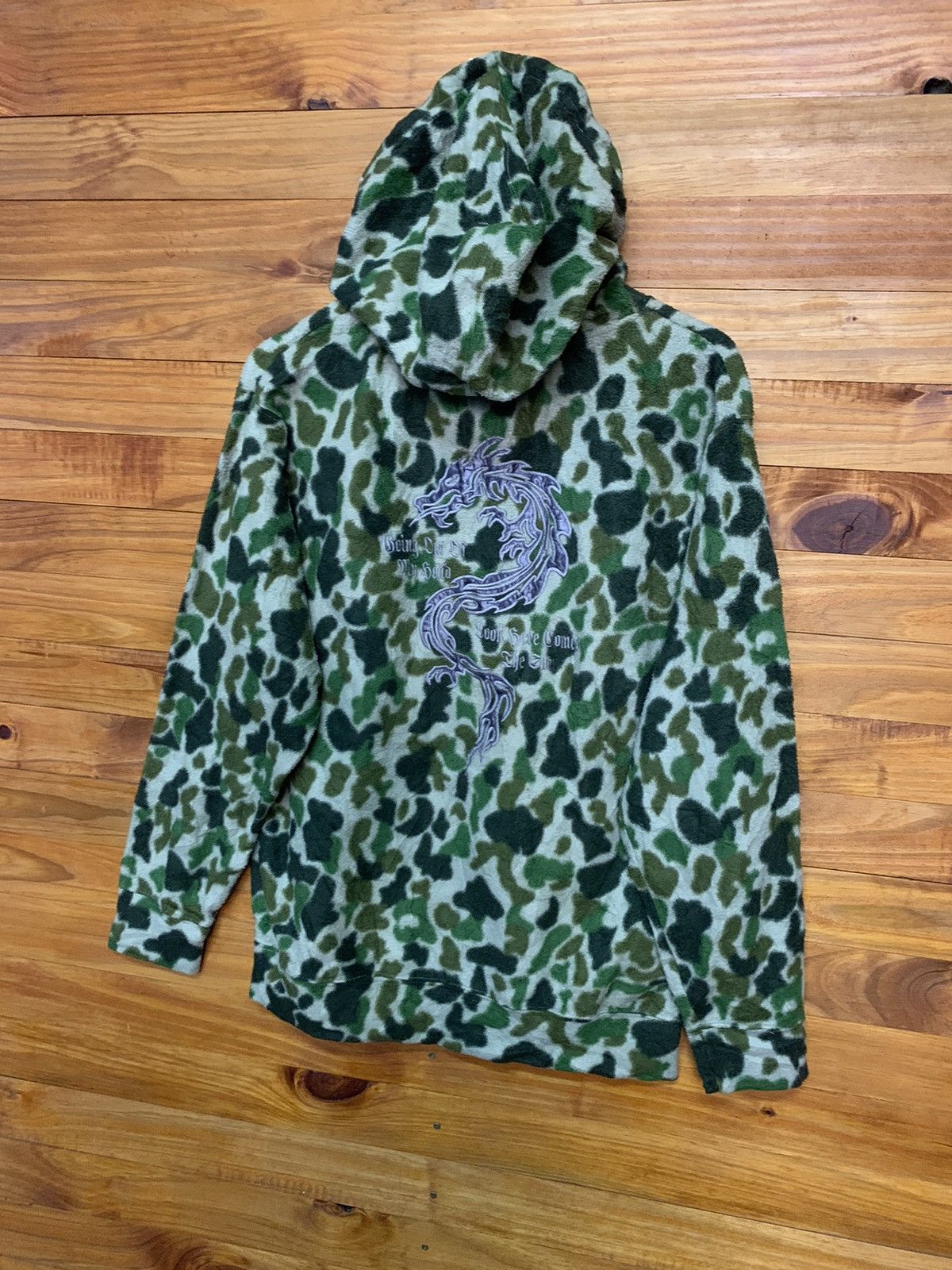 Japanese Brand × Vintage Vintage Embroidered Dragon Big Logo Camo Fleece Jacket Size US L / EU 52-54 / 3 - 7 Thumbnail