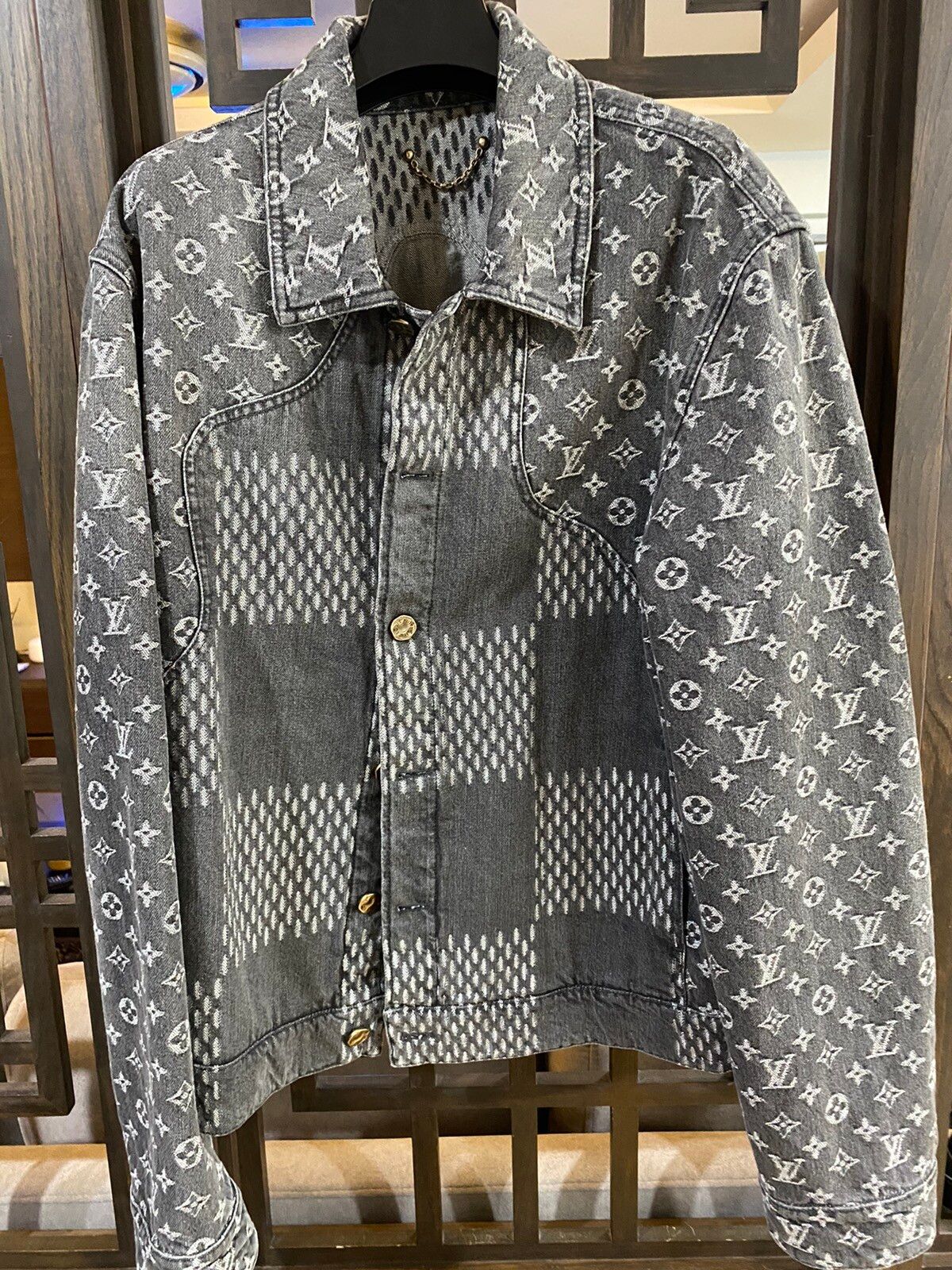 Louis Vuitton x Nigo 2022 Printed Denim Jacket - Black Outerwear, Clothing  - LOU812761
